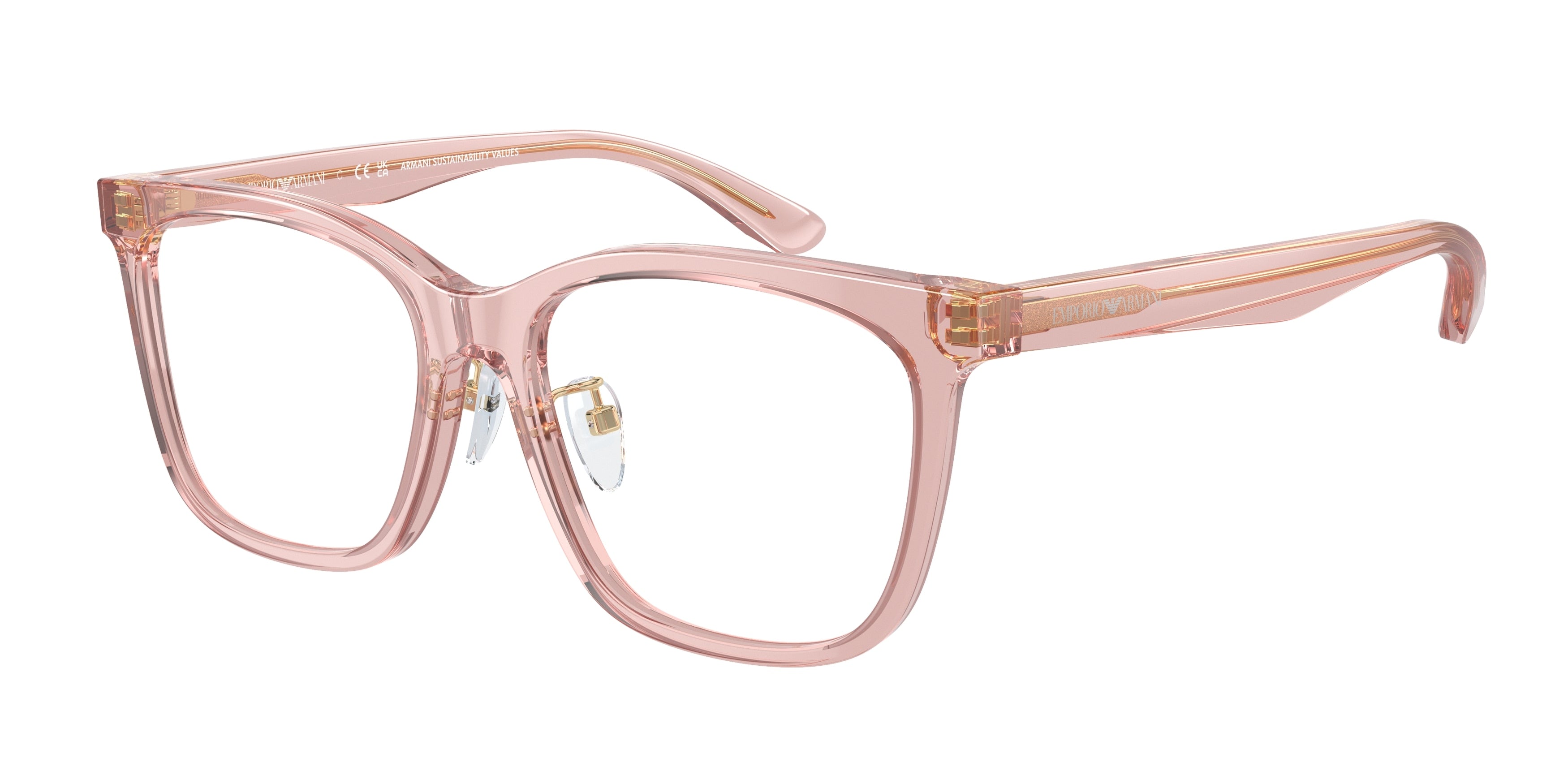 Emporio Armani EA3228F Pillow Eyeglasses  6062-Transparent Pink 53-140-16 - Color Map Pink