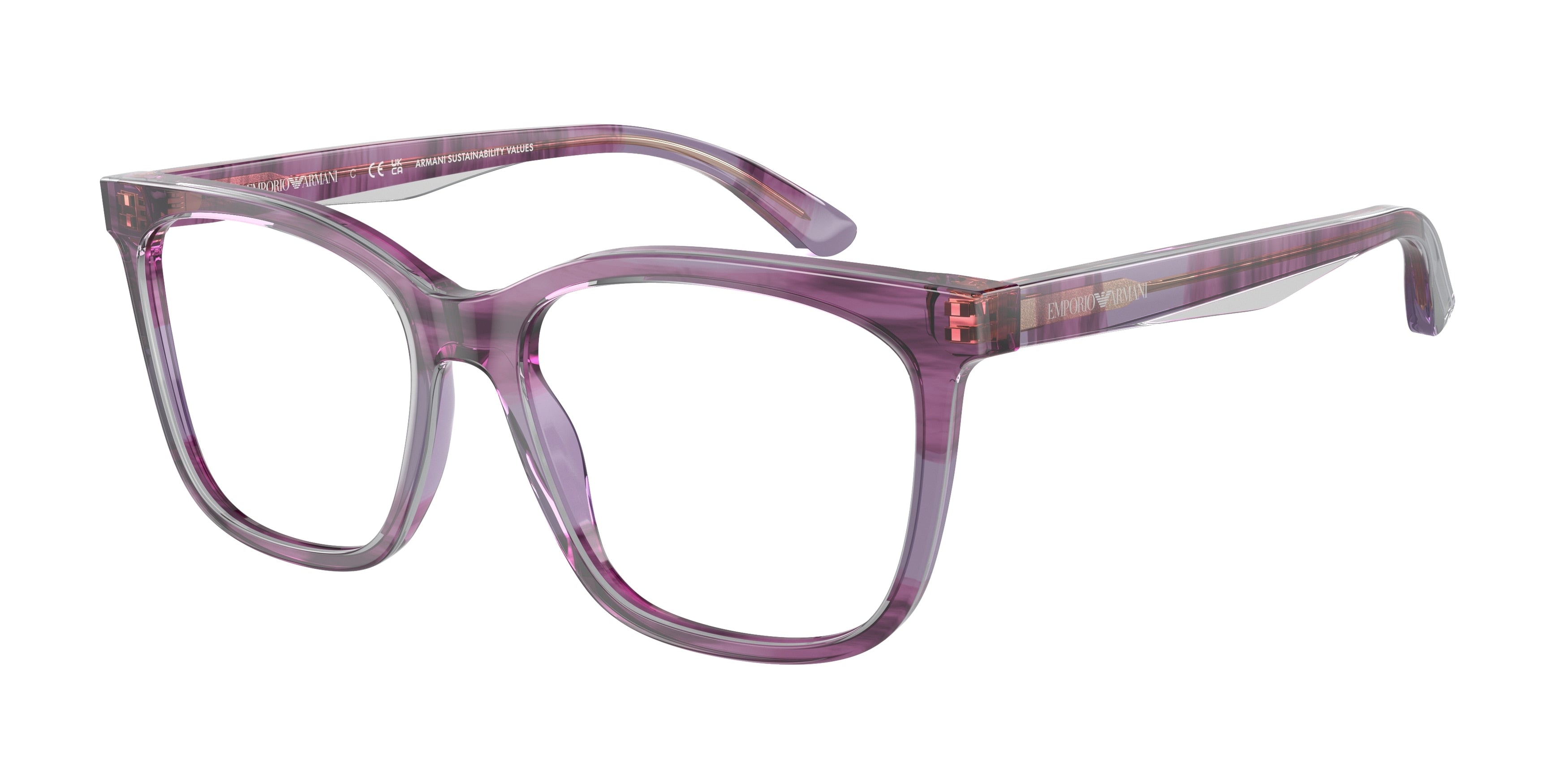 Emporio Armani EA3228 Pillow Eyeglasses 6056-Shiny Violet/Top Smoke 53-140-16 - Color Map Violet