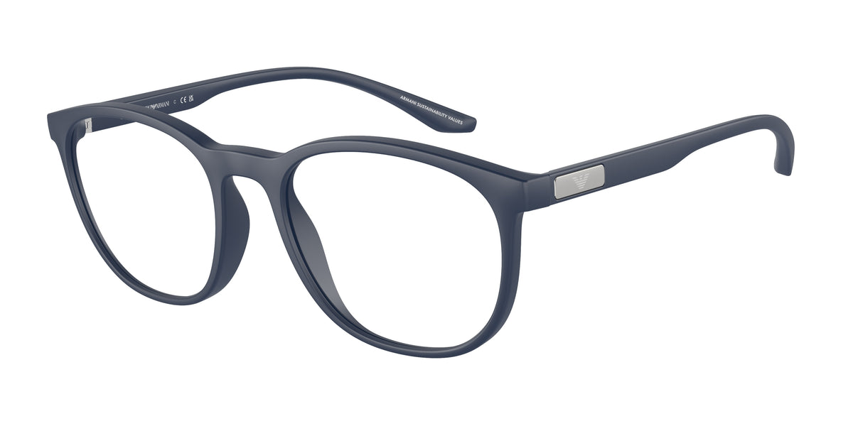 Emporio Armani EA3229 Phantos Eyeglasses 5763-Matte Bluette 53-145-19 - Color Map Blue