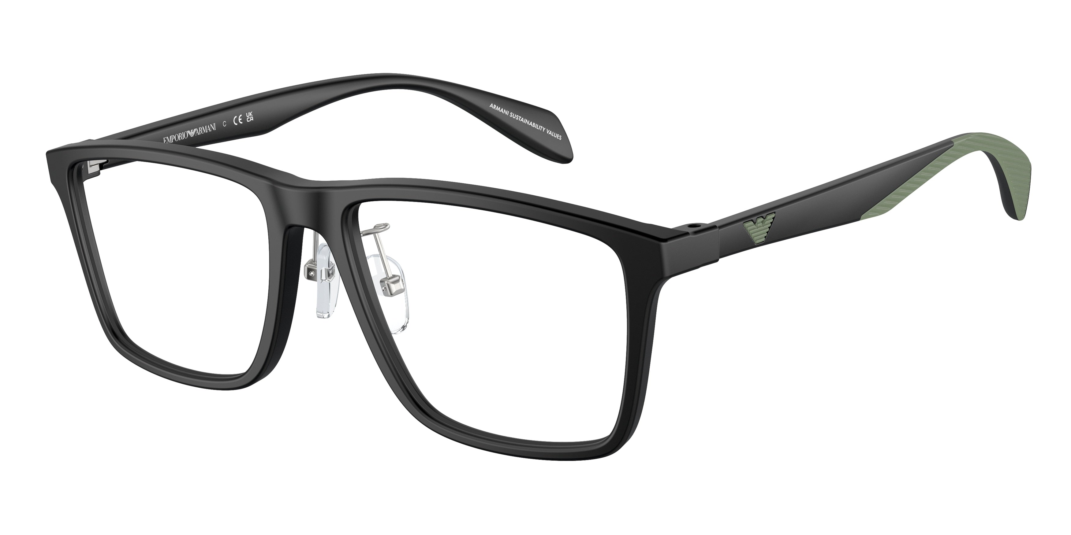 Emporio Armani EA3230F Pillow Eyeglasses 5001-Matte Black 55-145-17 - Color Map Black