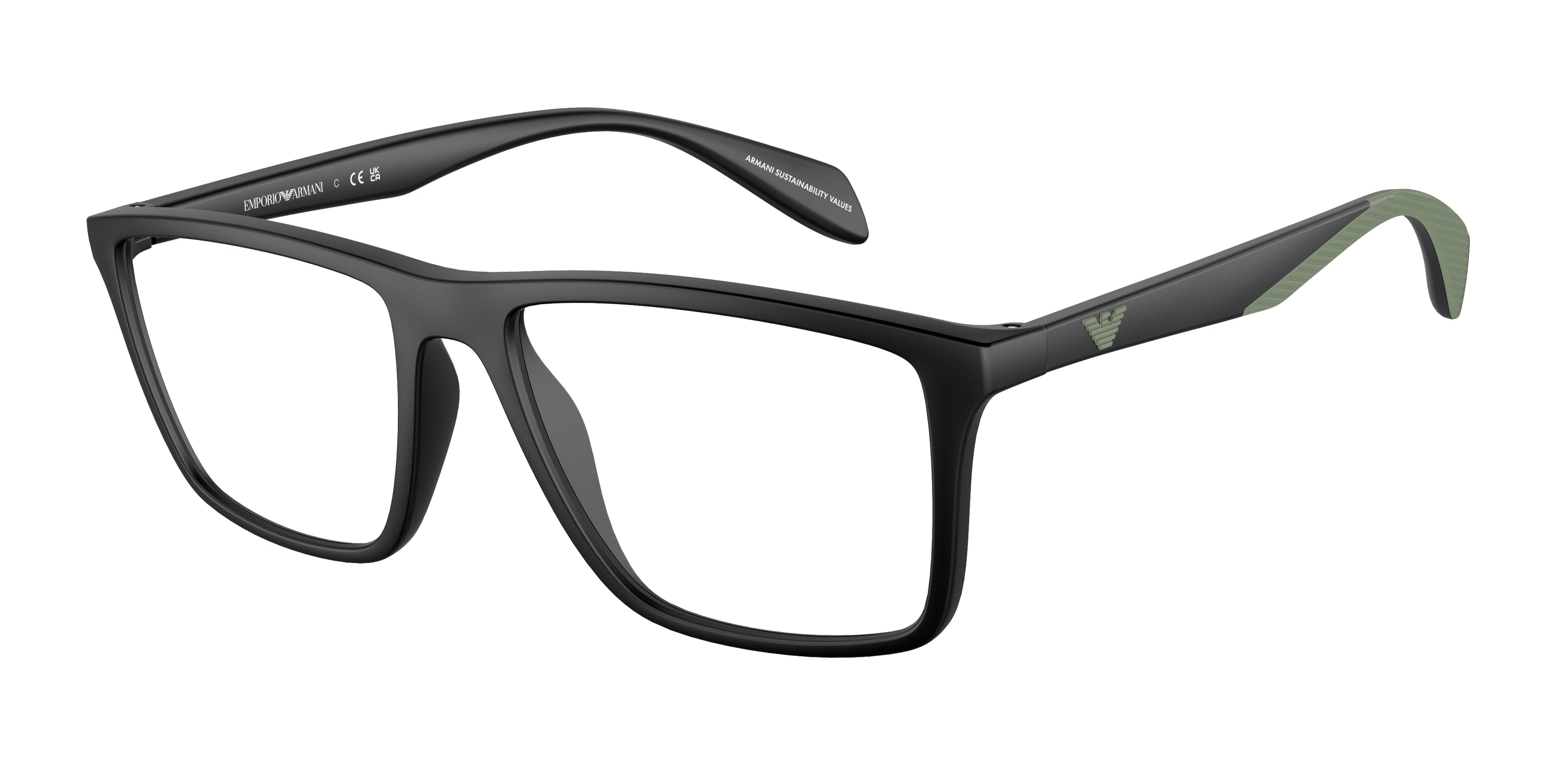 Emporio Armani EA3230 Pillow Eyeglasses 5001-Matte Black 55-145-17 - Color Map Black