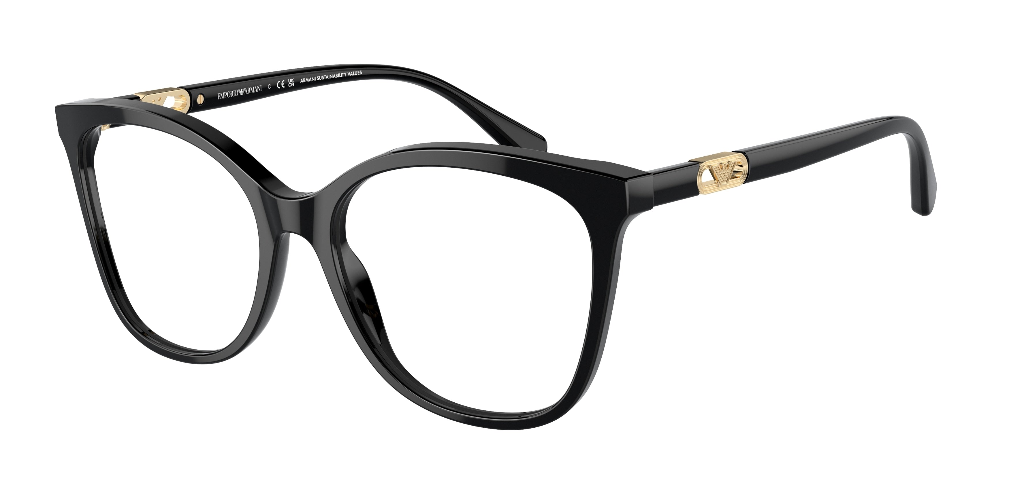 Emporio Armani EA3231 Square Eyeglasses 5017-Shiny Black 54-140-17 - Color Map Black