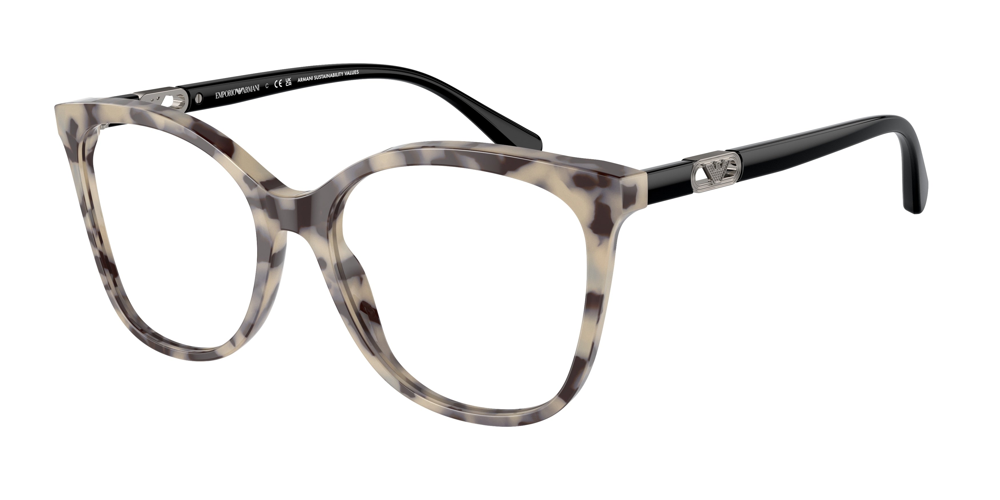 Emporio Armani EA3231 Square Eyeglasses 6058-Shiny Havana Cream 54-140-17 - Color Map Brown