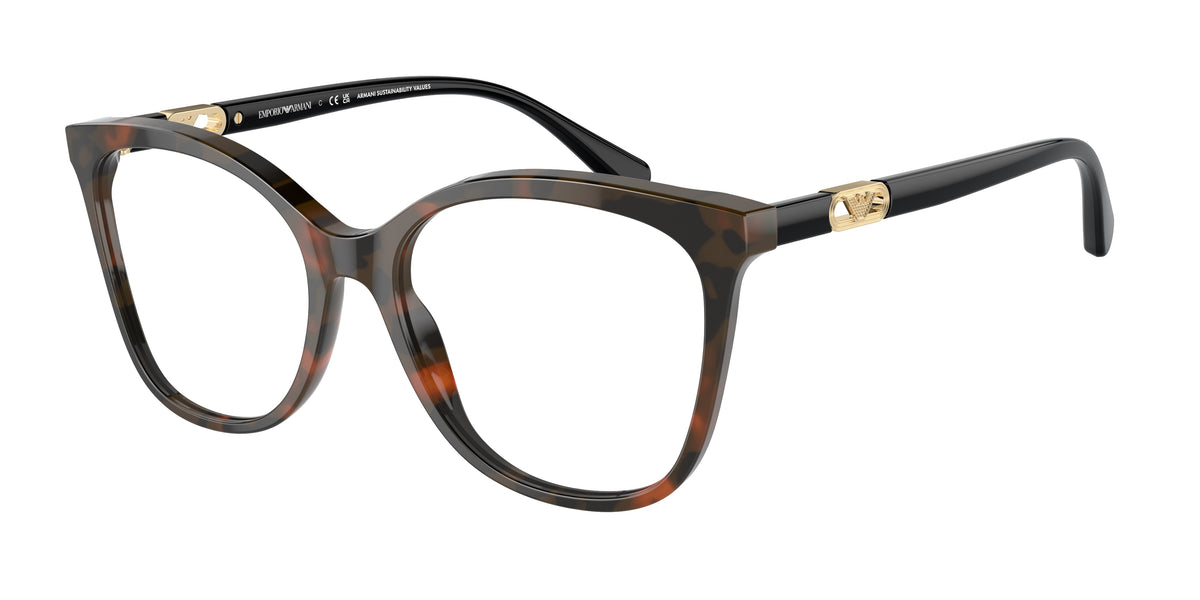 Emporio Armani EA3231 Square Eyeglasses 6060-Shiny Havana Red 54-140-17 - Color Map Red