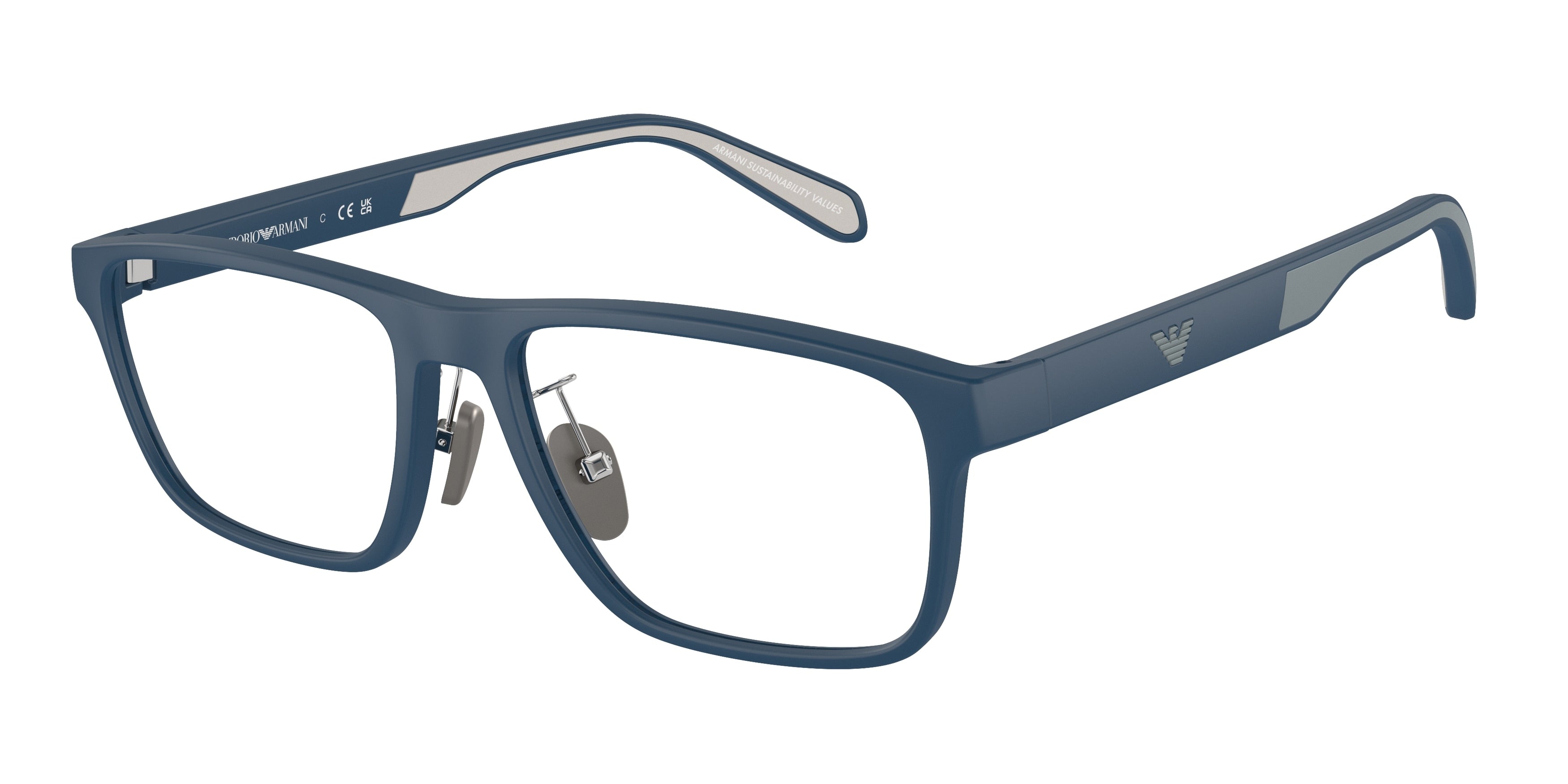 Emporio Armani EA3233F Rectangle Eyeglasses 5763-Matte Blue 56-145-17 - Color Map Blue