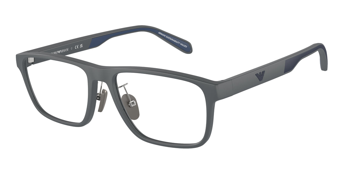 Emporio Armani EA3233F Rectangle Eyeglasses 6103-Matte Dark Grey 56-145-17 - Color Map Grey