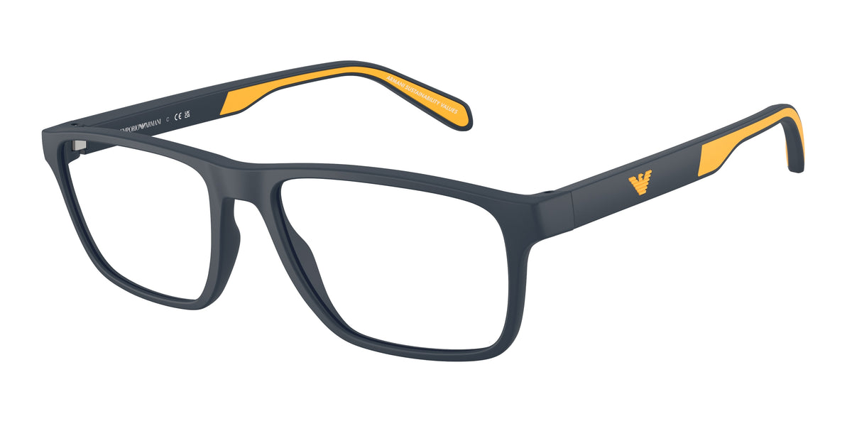 Emporio Armani EA3233 Rectangle Eyeglasses 5088-Matte Blue 56-145-17 - Color Map Blue