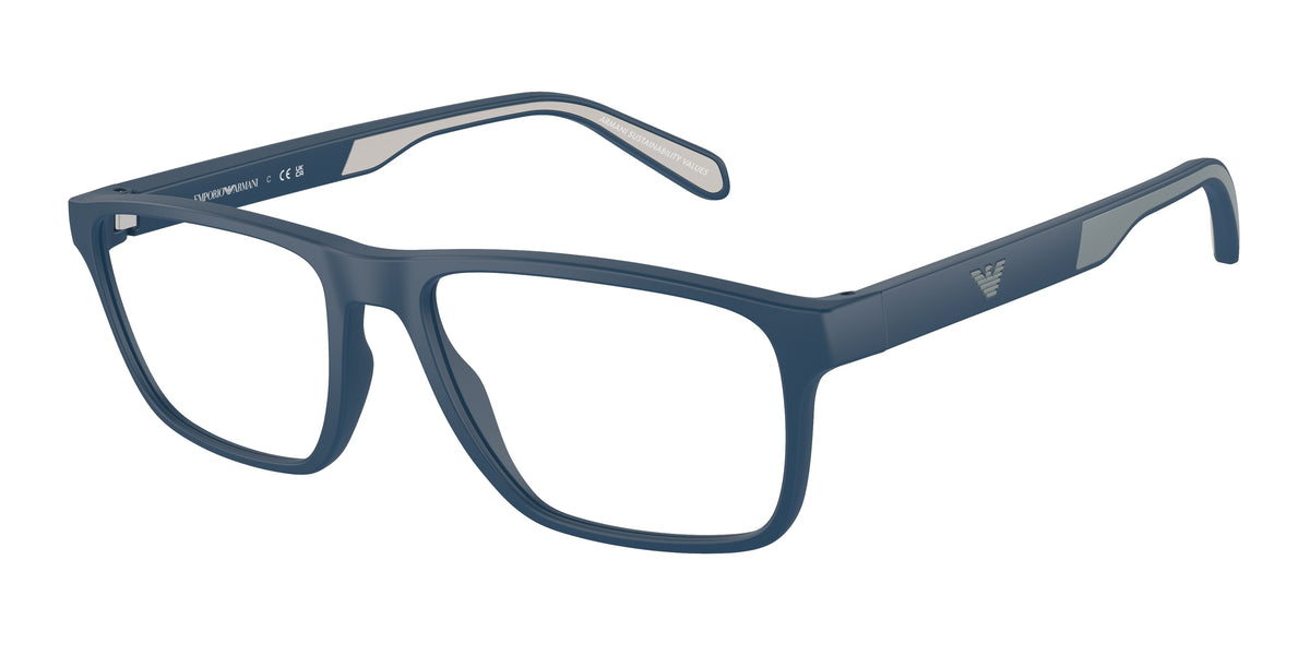 Emporio Armani EA3233 Rectangle Eyeglasses 5763-Matte Blue 56-145-17 - Color Map Blue