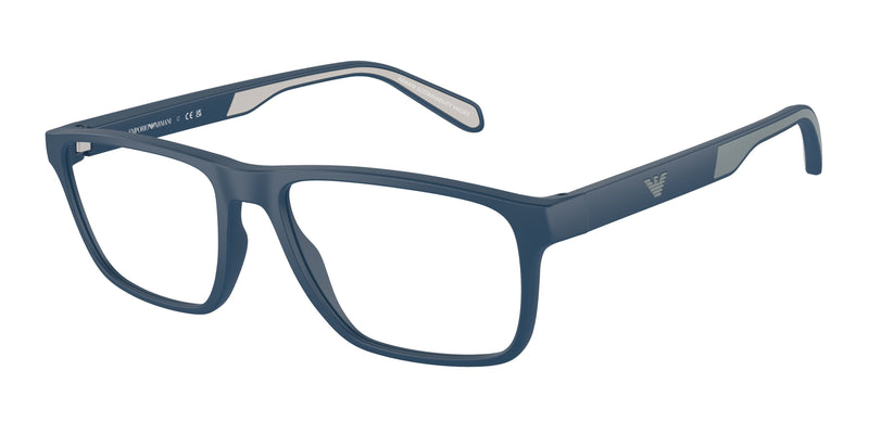 Emporio Armani EA3233 Rectangle Eyeglasses 5763-Matte Blue 56-145-17 - Color Map Blue