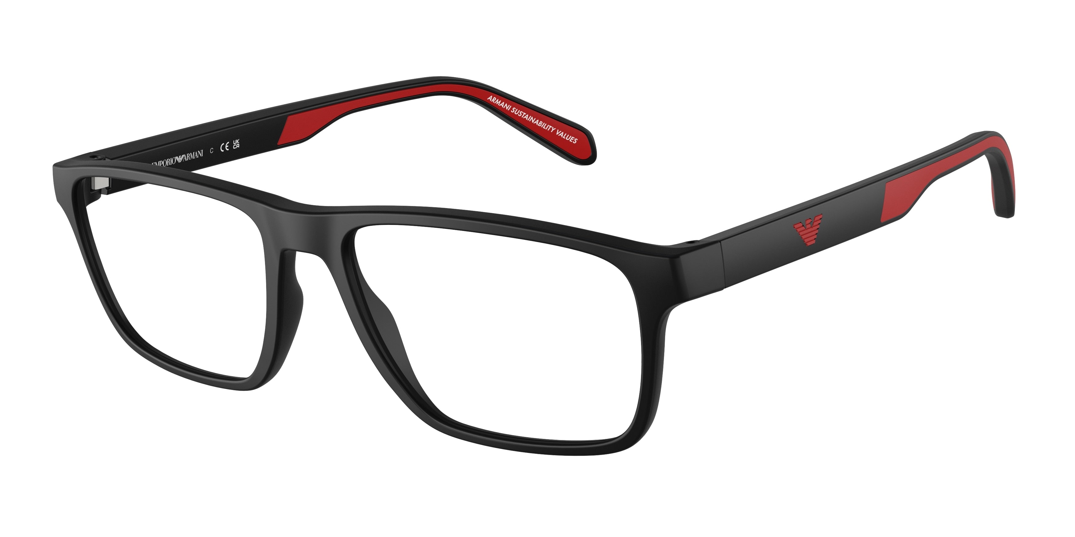 Emporio Armani EA3233 Rectangle Eyeglasses 5997-Matte Black 56-145-17 - Color Map Black