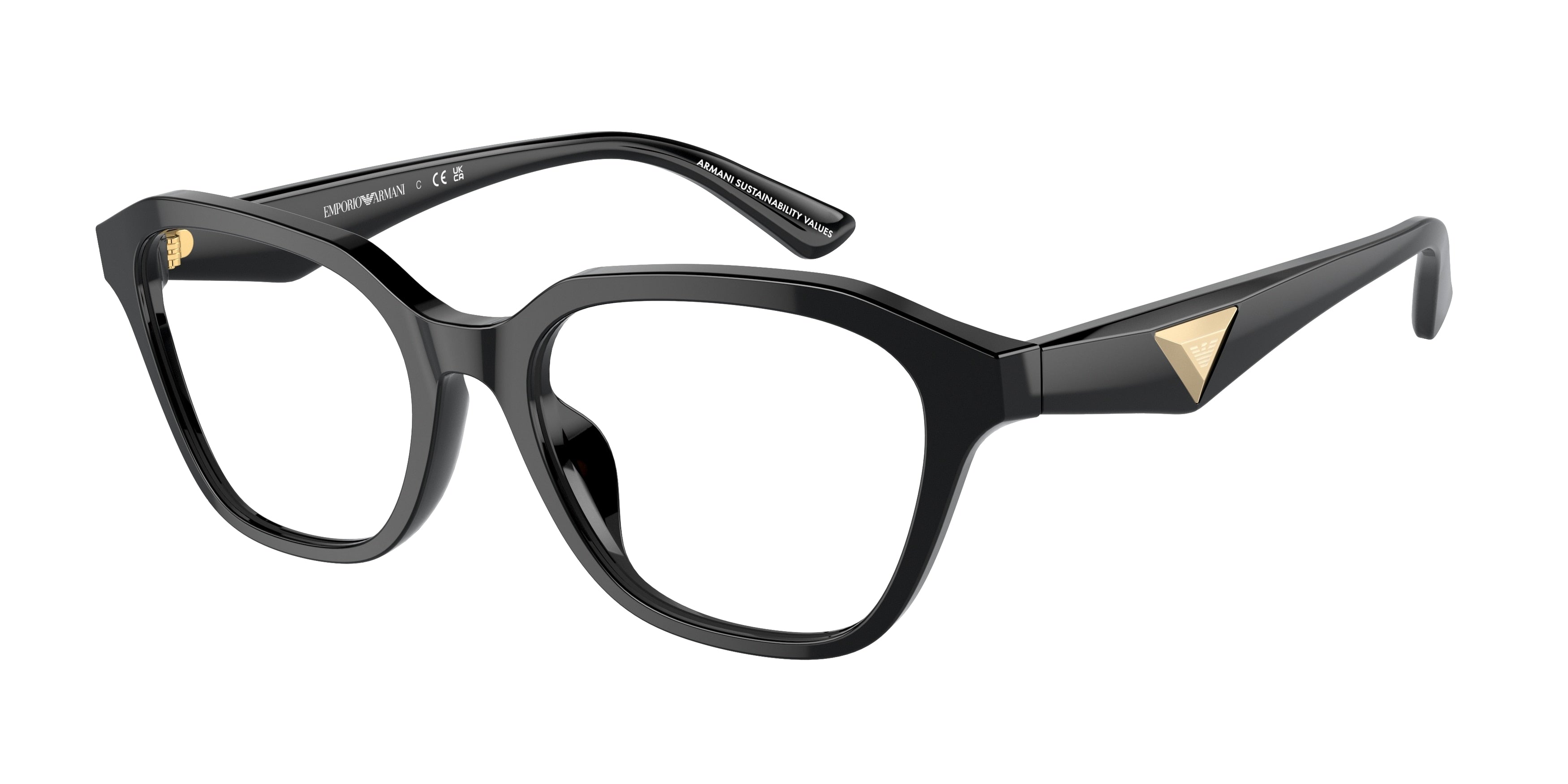 Emporio Armani EA3235U Irregular Eyeglasses 5017-Shiny Black 53-140-18 - Color Map Black
