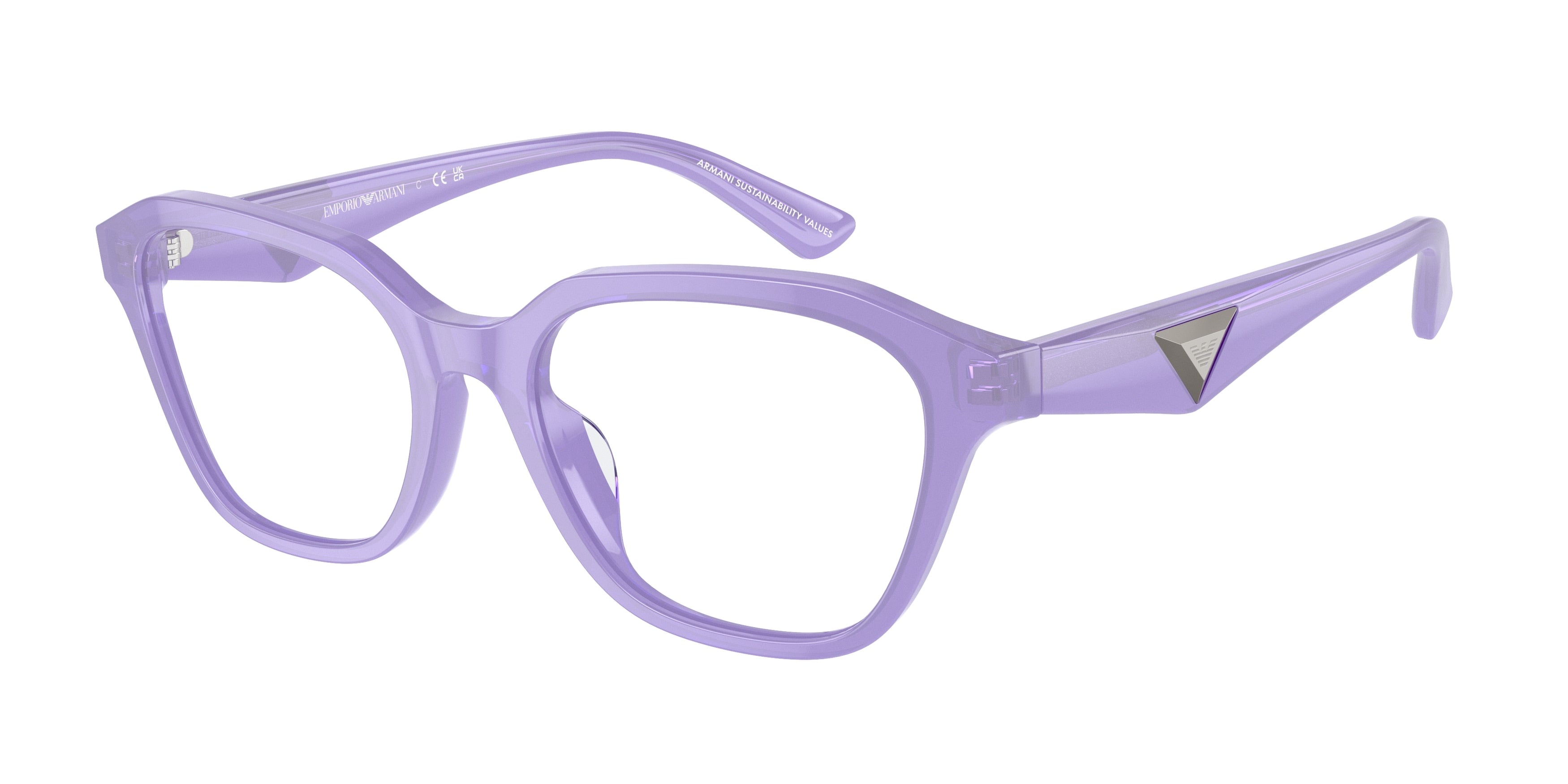 Emporio Armani EA3235U Irregular Eyeglasses 6117-Shiny Opaline Violet 53-140-18 - Color Map Violet