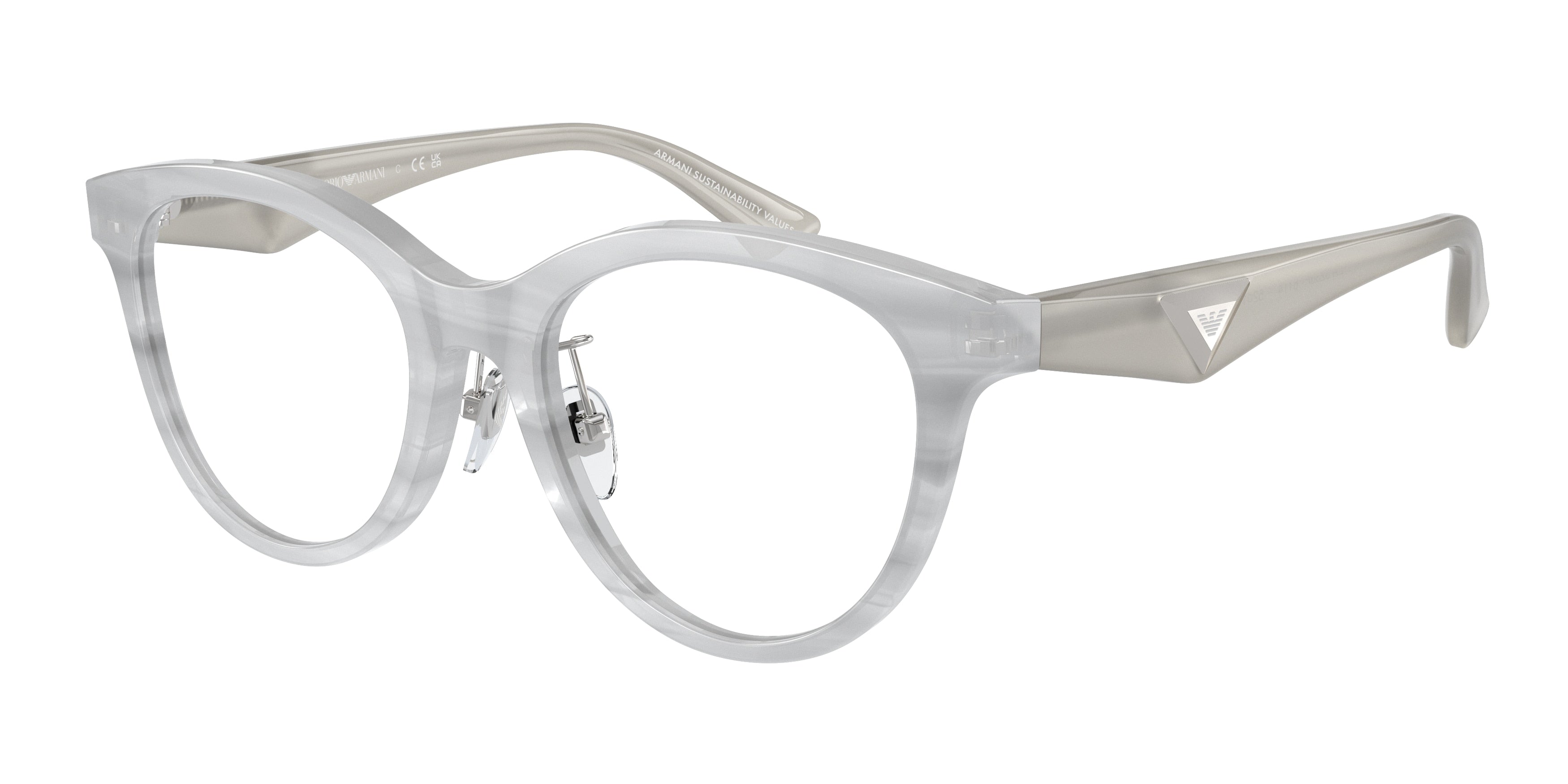 Emporio Armani EA3236F Cat Eye Eyeglasses 6114-Shiny Striped Grey 52-140-19 - Color Map Grey