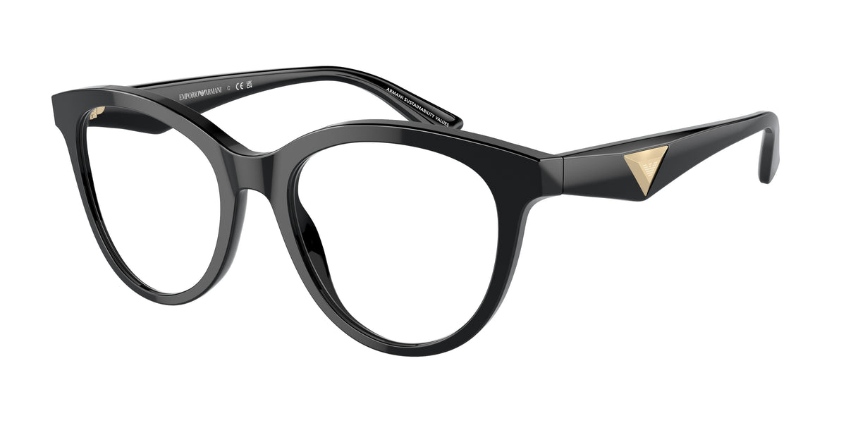 Emporio Armani EA3236 Cat Eye Eyeglasses 5017-Shiny Black 52-140-19 - Color Map Black