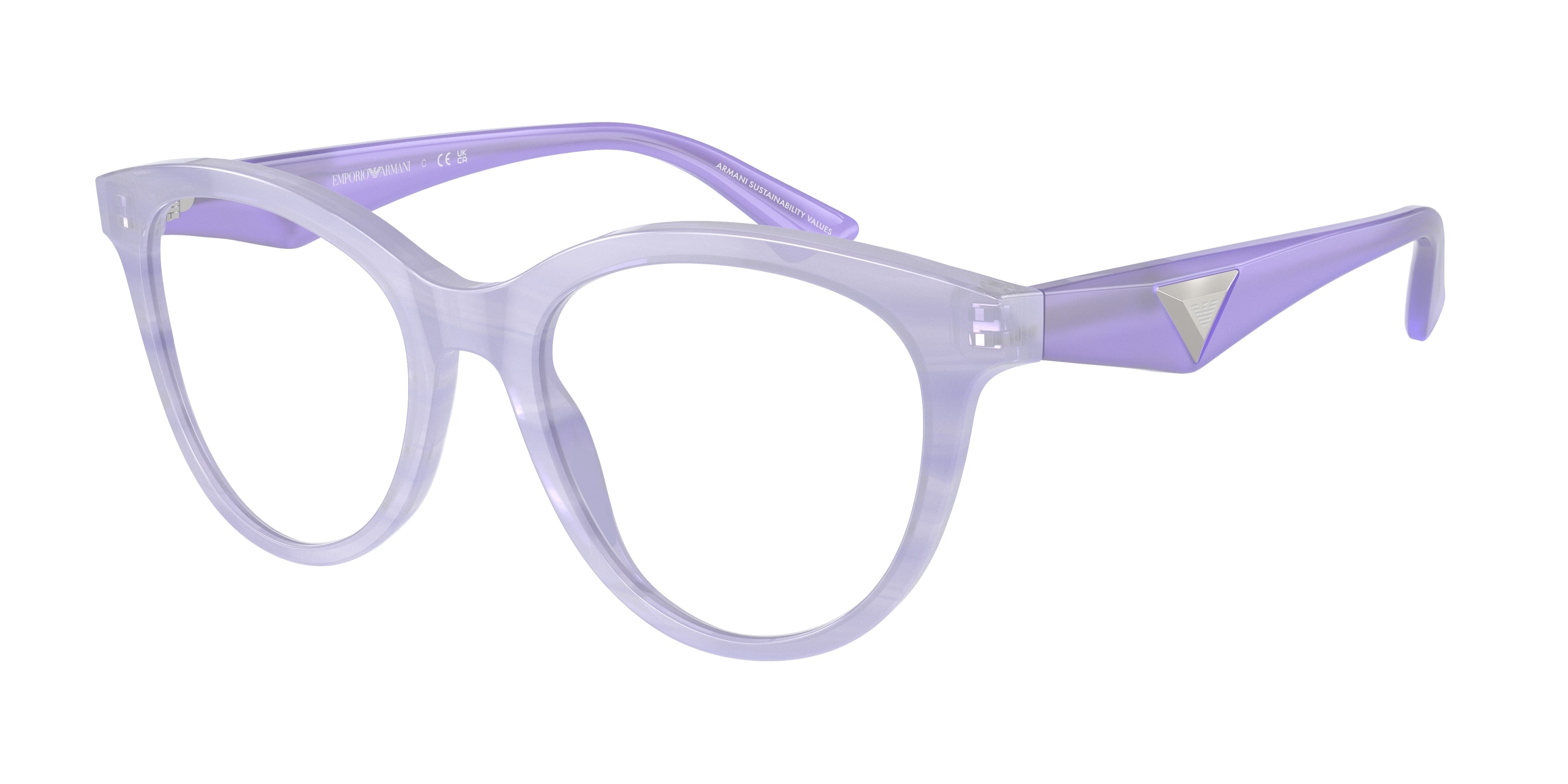 Emporio Armani EA3236 Cat Eye Eyeglasses 6113-Shiny Striped Lilac 50-140-19 - Color Map Violet