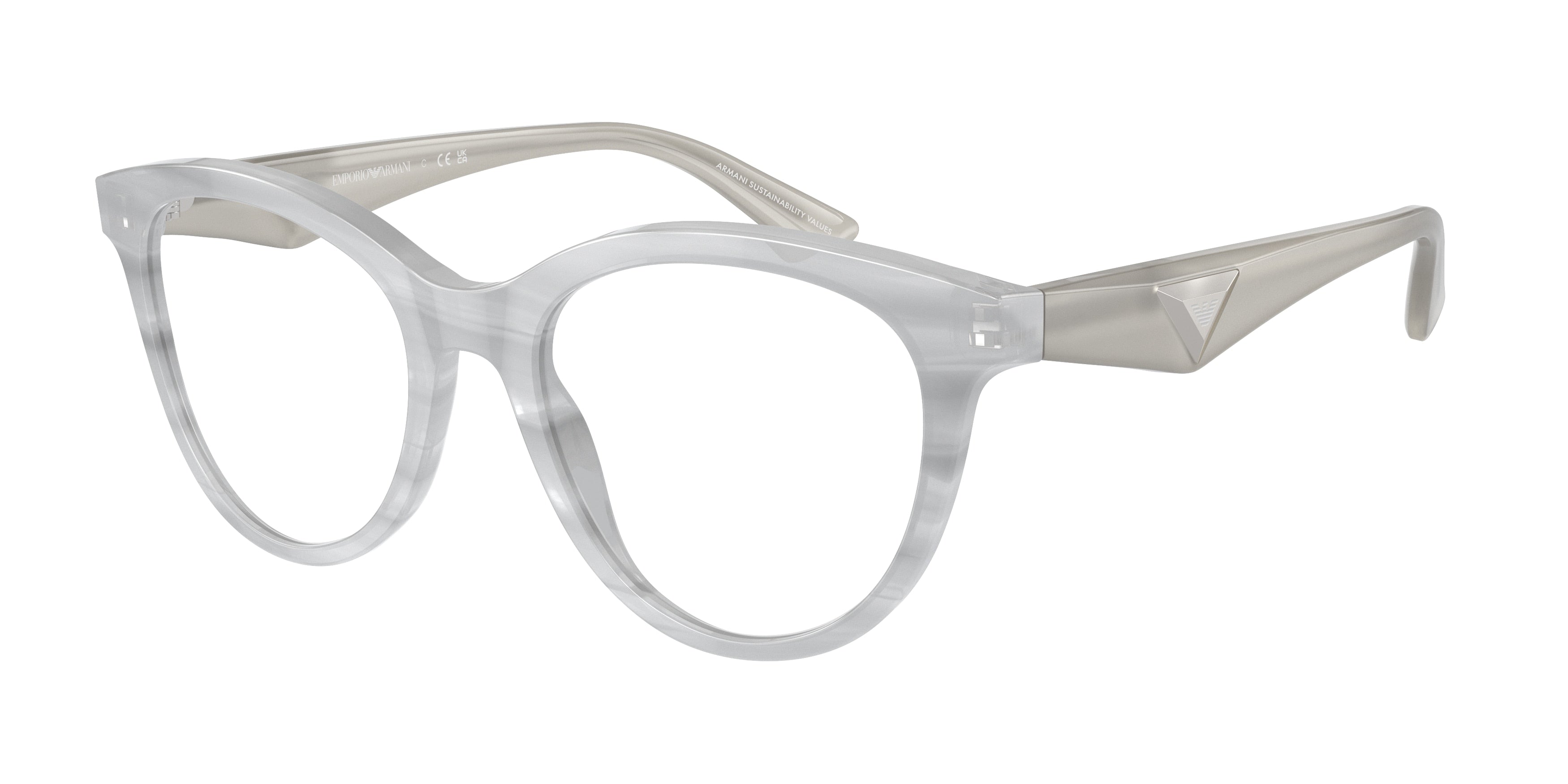 Emporio Armani EA3236 Cat Eye Eyeglasses 6114-Shiny Striped Grey 52-140-19 - Color Map Grey