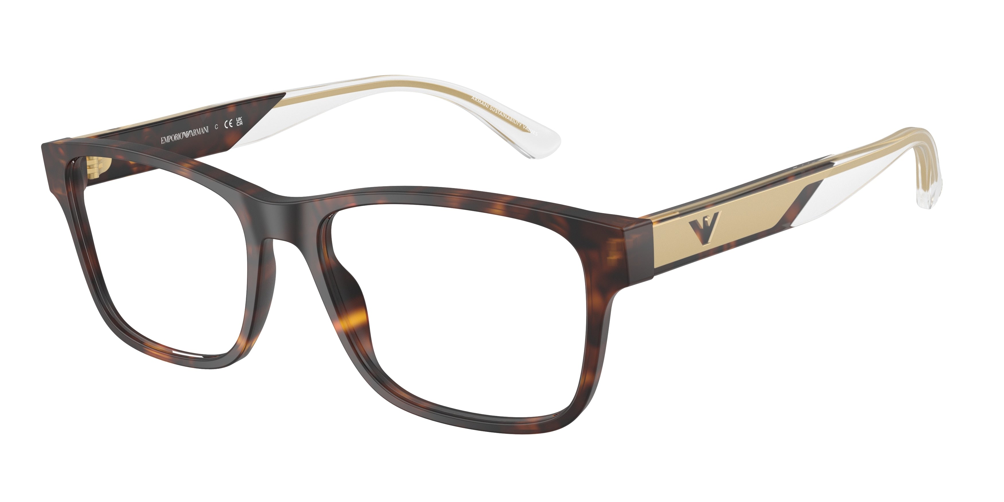 Emporio Armani EA3239 Rectangle Eyeglasses 5002-Matte Havana 55-145-17 - Color Map Tortoise
