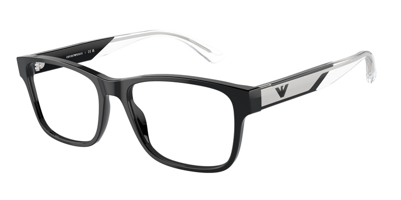 Emporio Armani EA3239 Rectangle Eyeglasses 5017-Black 55-145-17 - Color Map Black