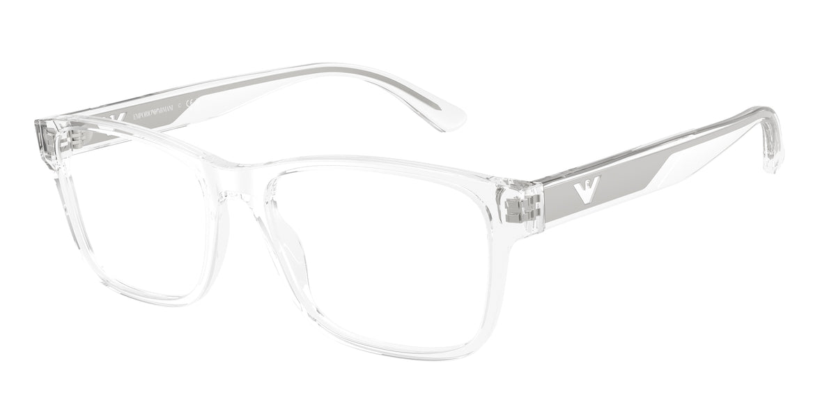 Emporio Armani EA3239 Rectangle Eyeglasses 6344-Shiny Crystal 55-145-17 - Color Map Transparent