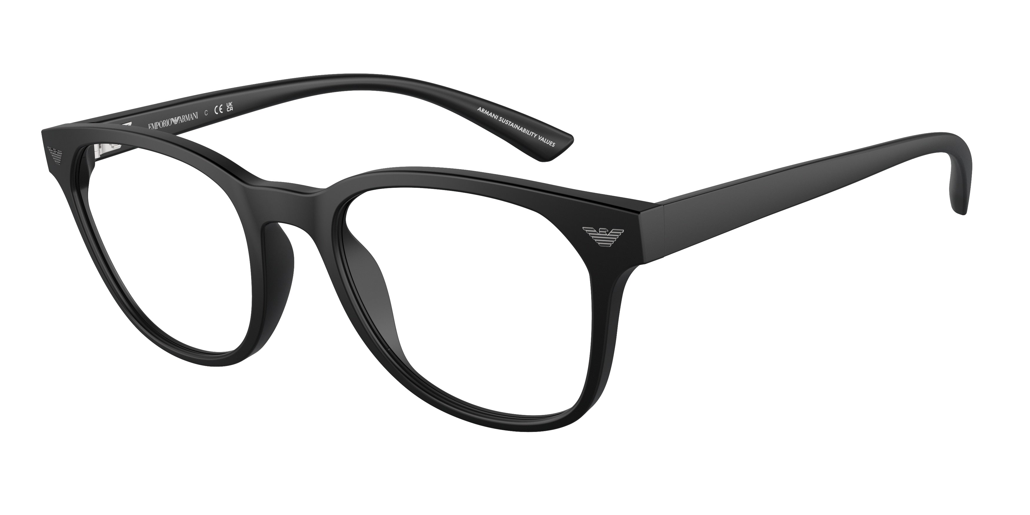 Emporio Armani EA3240U Phantos Eyeglasses 5001-Matte Black 52-145-20 - Color Map Black