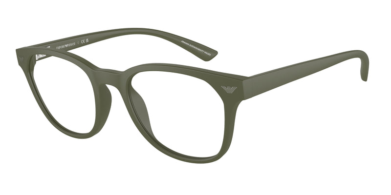 Emporio Armani EA3240U Phantos Eyeglasses 6099-Matte Green 50-145-20 - Color Map Green