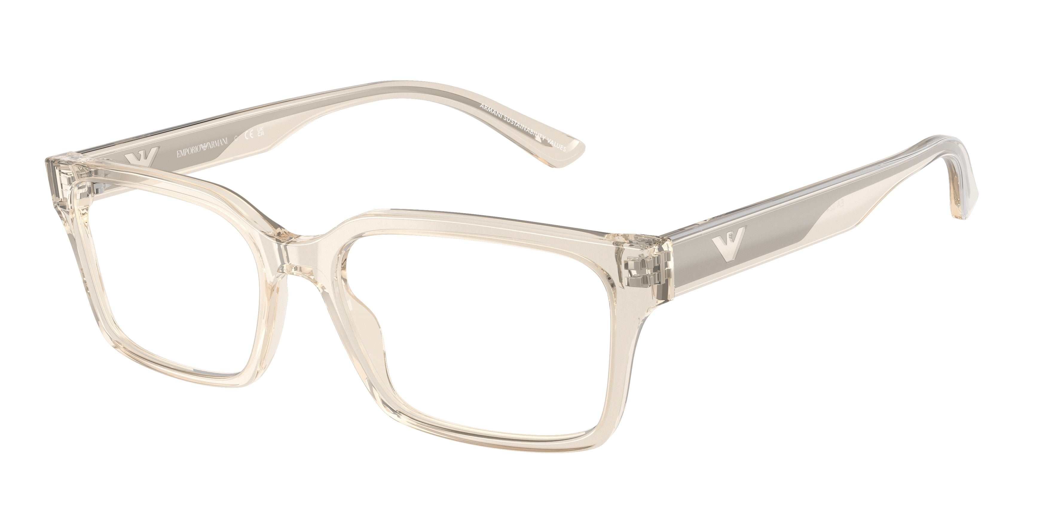 Emporio Armani EA3244F Rectangle Eyeglasses 6179-Iridescent Crystal 55-145-17 - Color Map Transparent