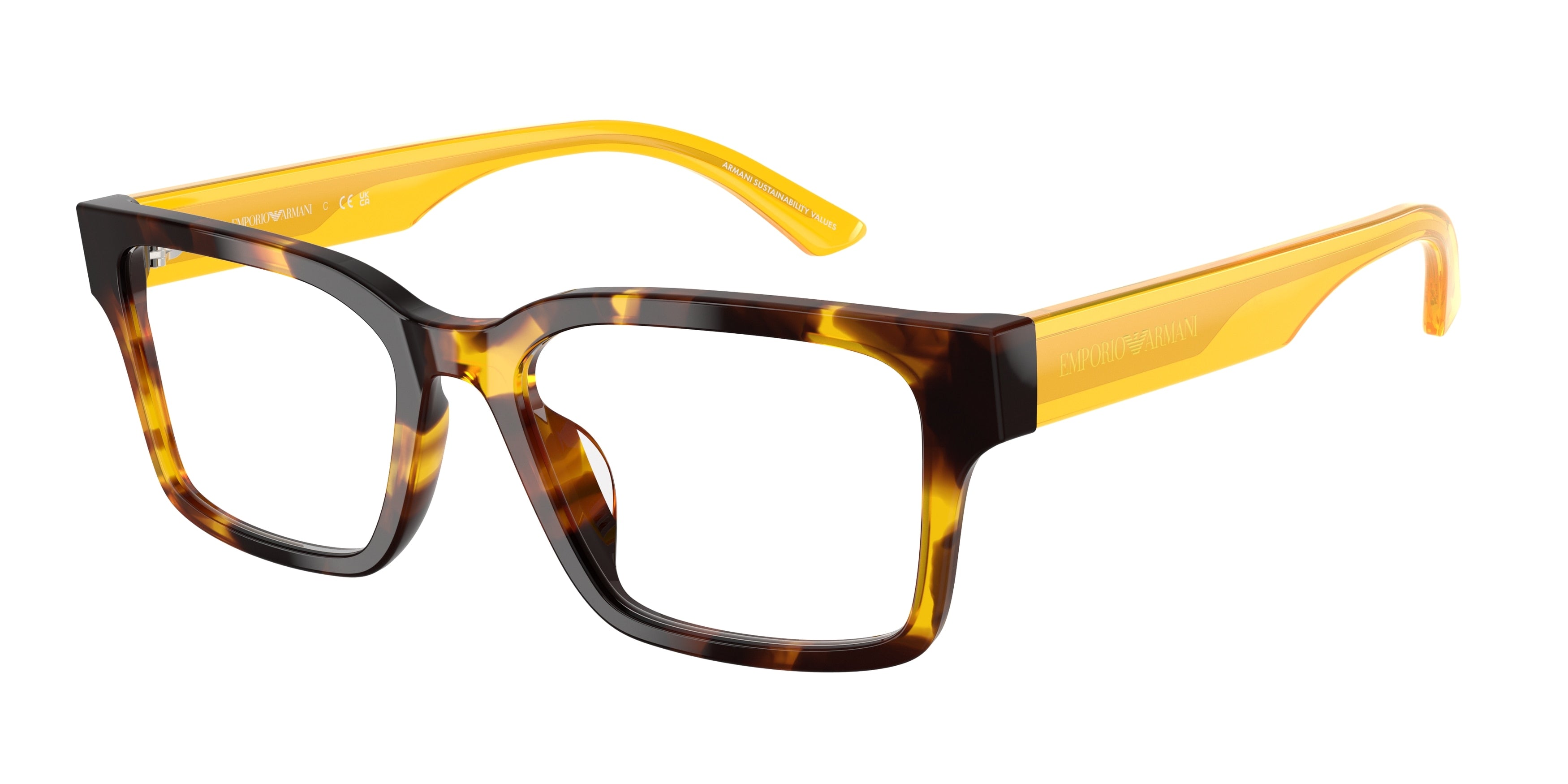 Emporio Armani EA3245U Rectangle Eyeglasses 6181-Havana Yellow 54-140-18 - Color Map Tortoise