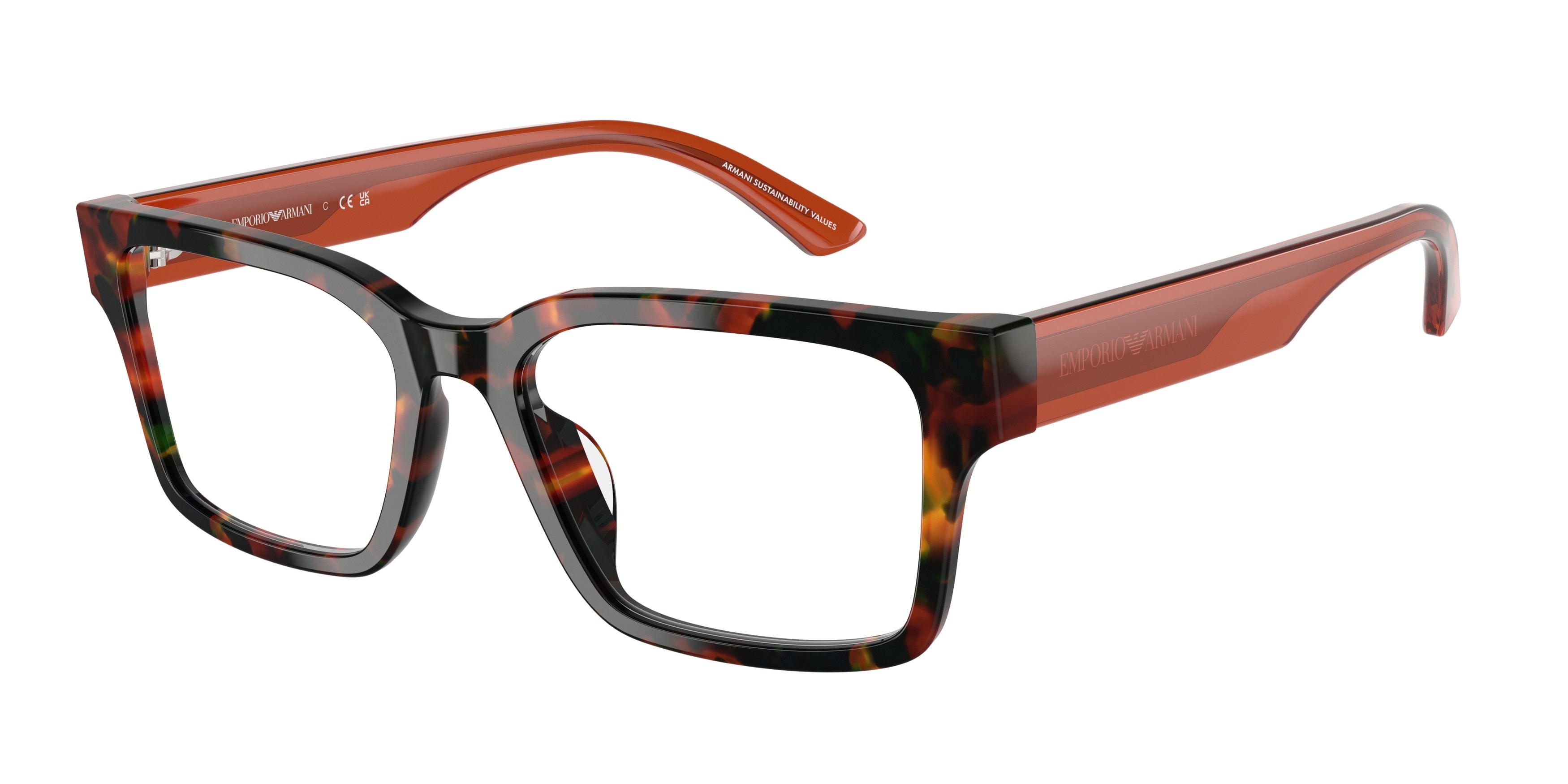 Emporio Armani EA3245U Rectangle Eyeglasses 6182-Havana Brown 54-140-18 - Color Map Tortoise