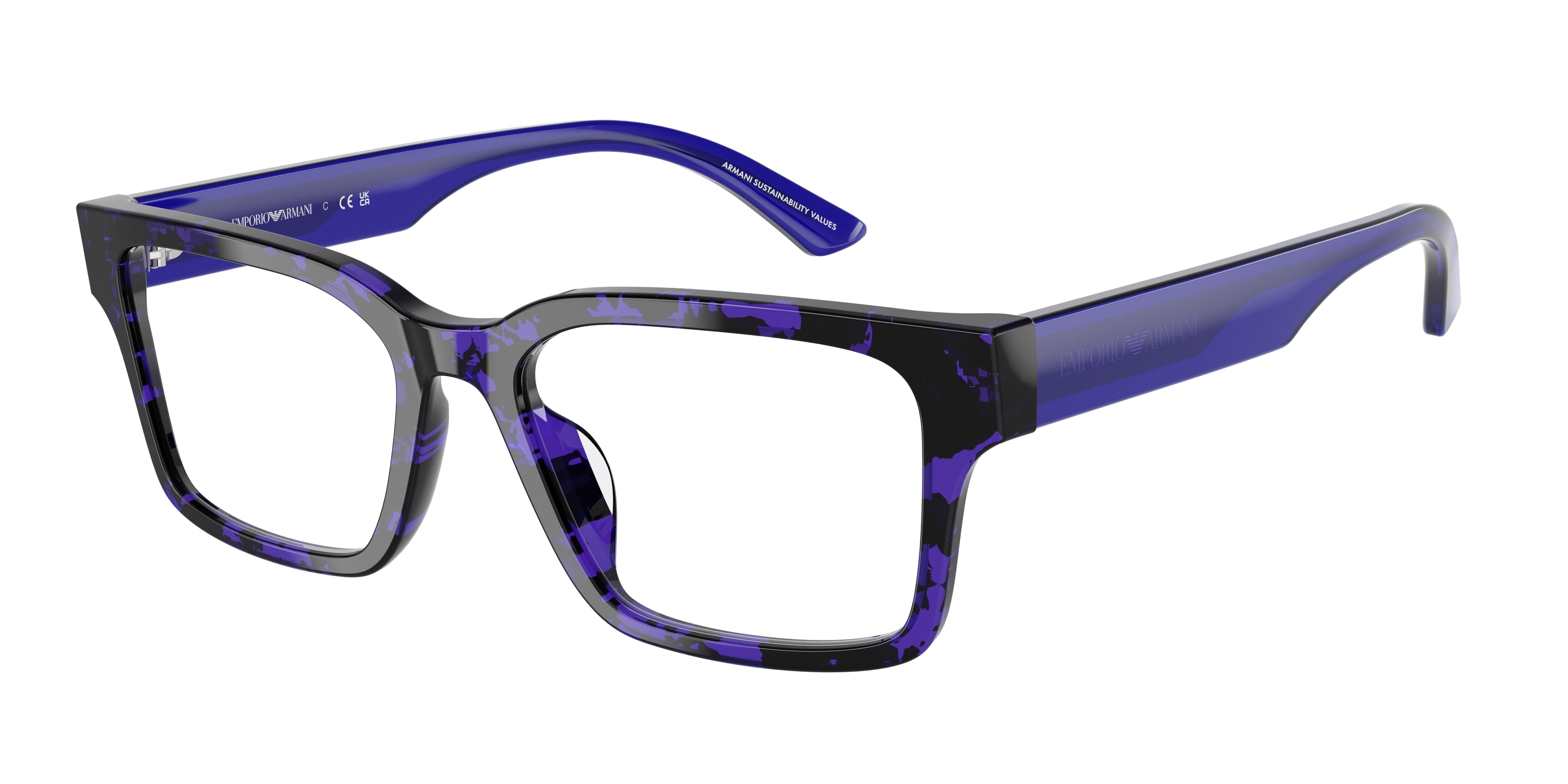 Emporio Armani EA3245U Rectangle Eyeglasses 6183-Havana Violet 54-140-18 - Color Map Violet