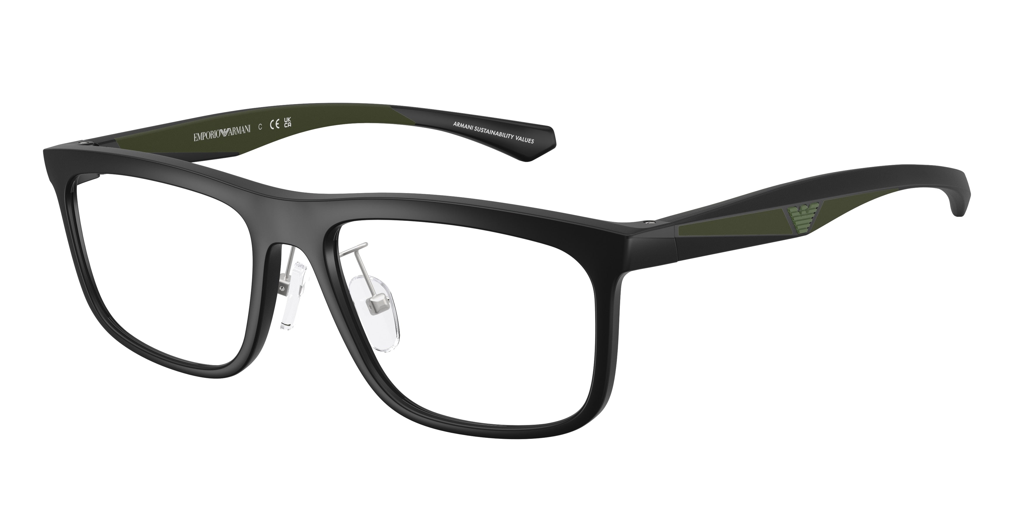 Emporio Armani EA3246F Square Eyeglasses  5001-Matte Black 55-145-17 - Color Map Black