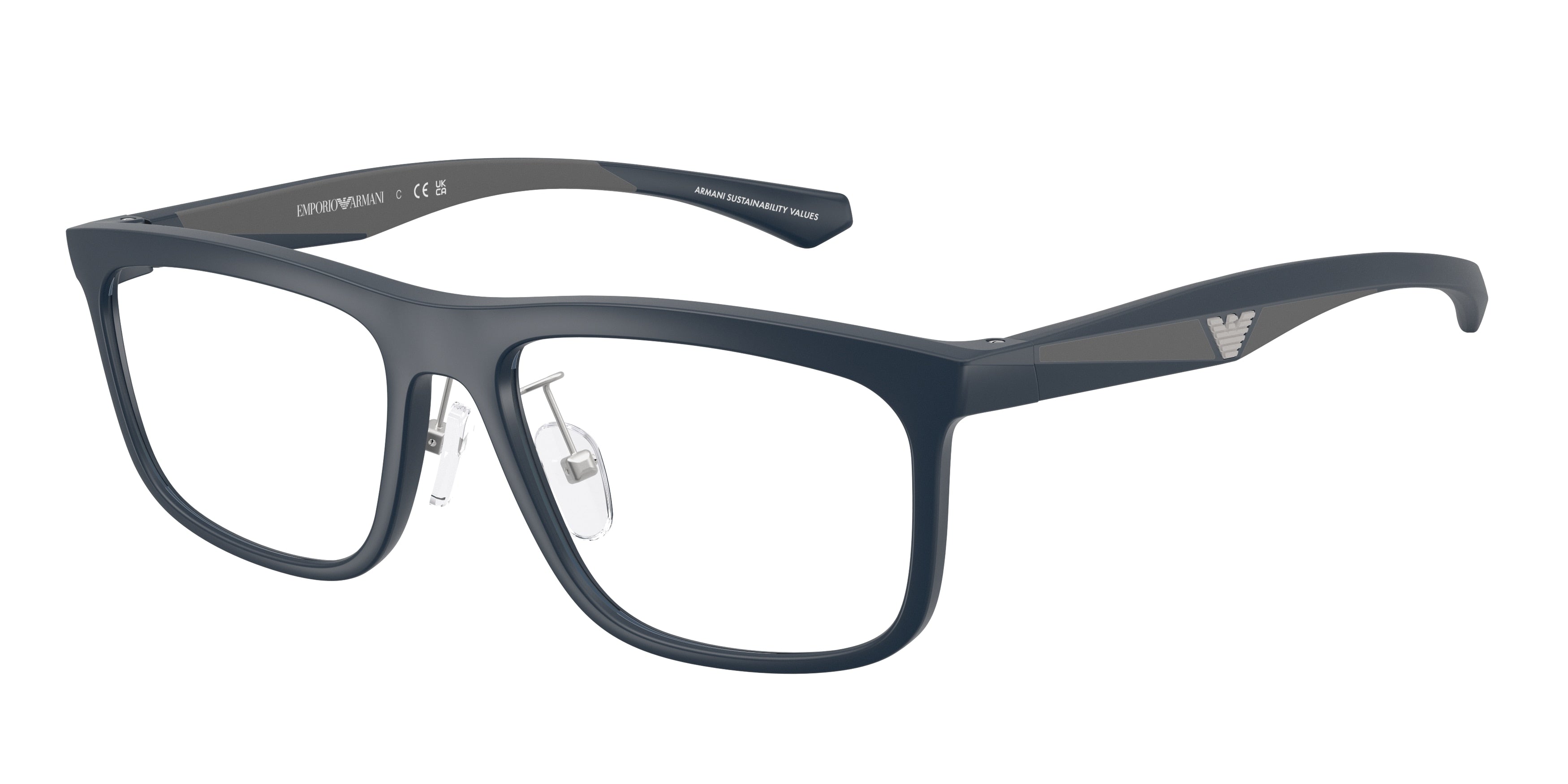 Emporio Armani EA3246F Square Eyeglasses 6185-Matte Blue 55-145-17 - Color Map Blue