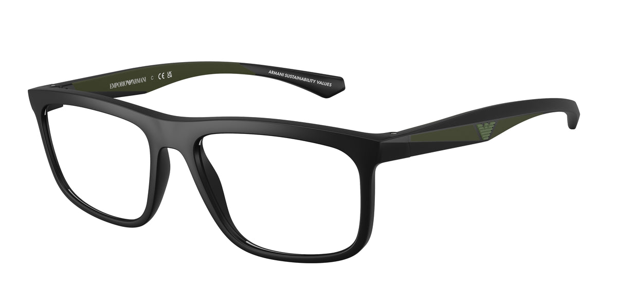 Emporio Armani EA3246 Square Eyeglasses 5001-Matte Black 55-145-17 - Color Map Black