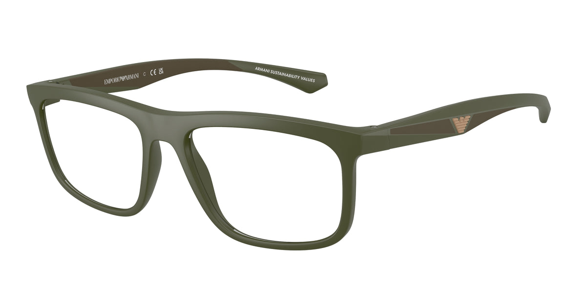 Emporio Armani EA3246 Square Eyeglasses 6184-Matte Green 55-145-17 - Color Map Green