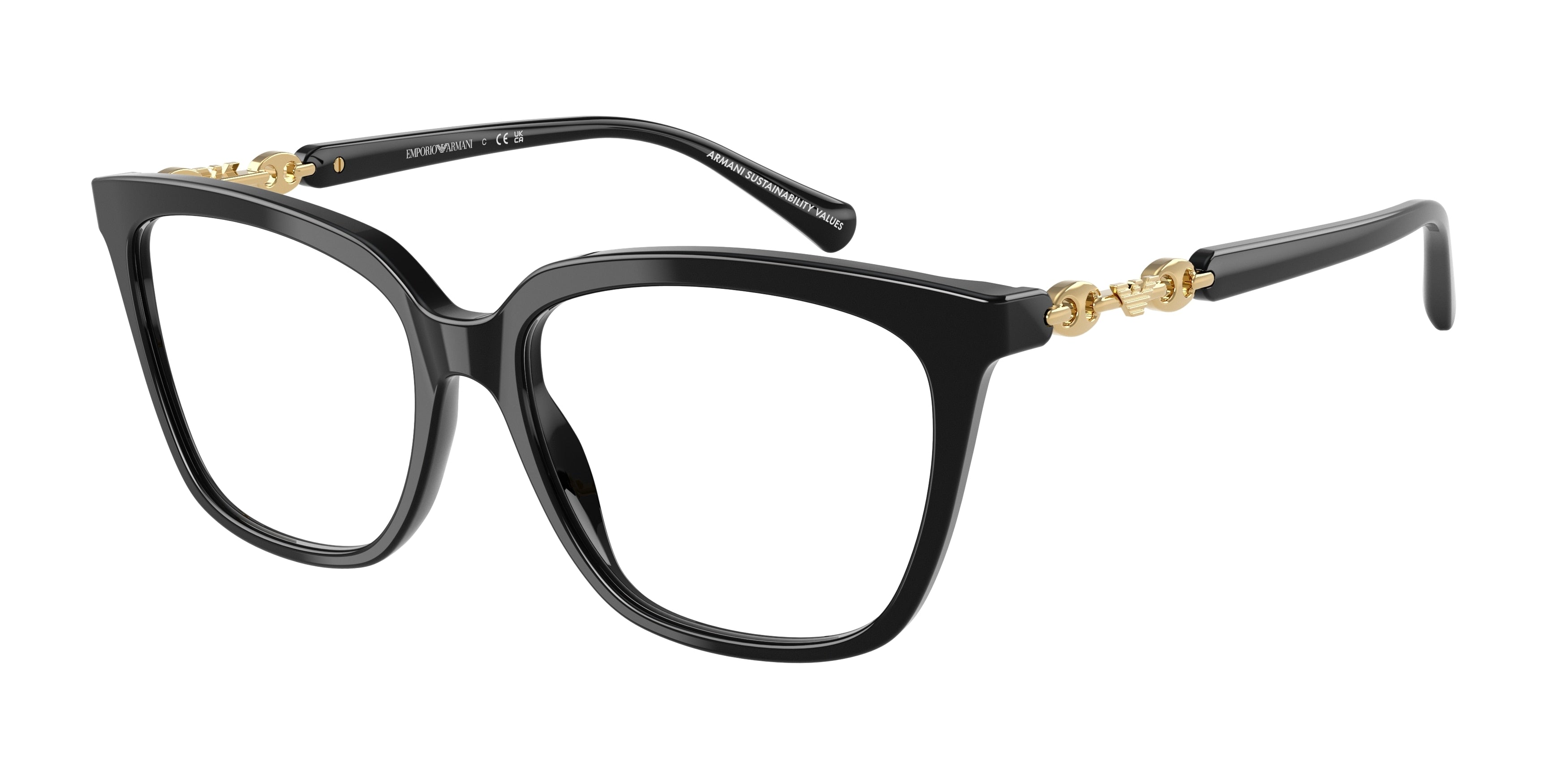 Emporio Armani EA3248F Cat Eye Eyeglasses 5017-Shiny Black 55-140-16 - Color Map Black