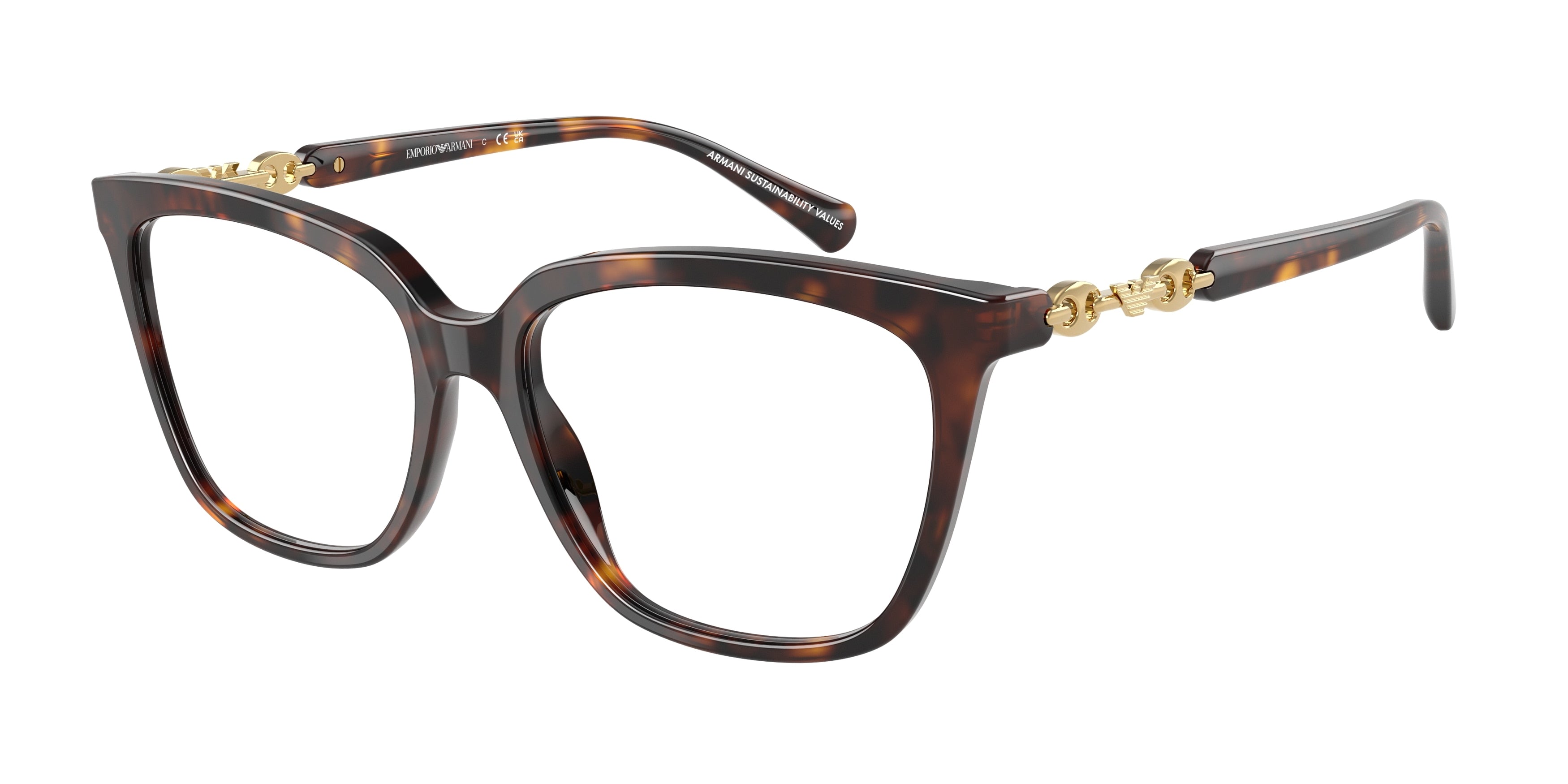 Emporio Armani EA3248F Cat Eye Eyeglasses 5026-Shiny Havana 55-140-16 - Color Map Tortoise