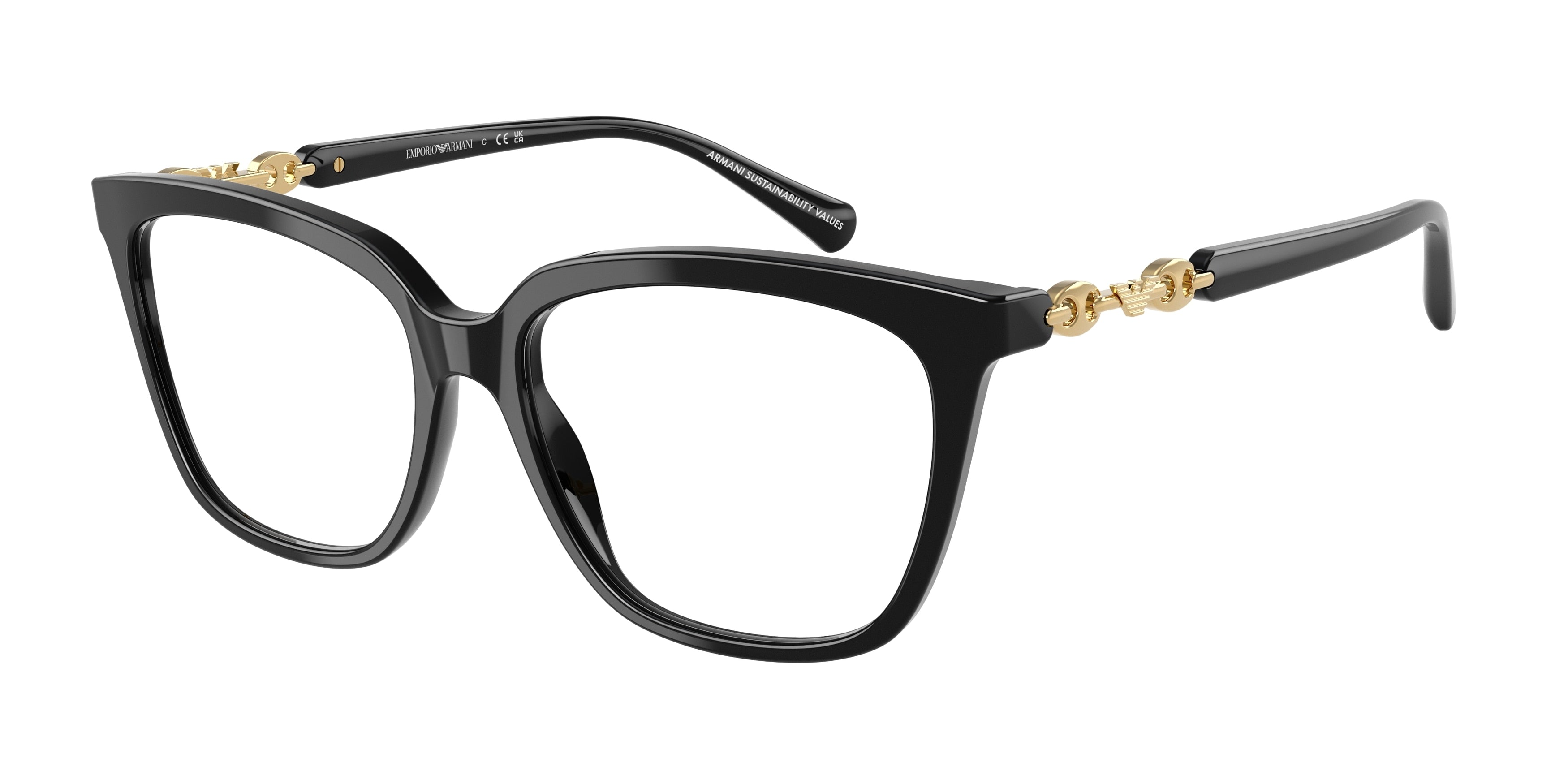 Emporio Armani EA3248 Cat Eye Eyeglasses 5017-Shiny Black 55-140-16 - Color Map Black