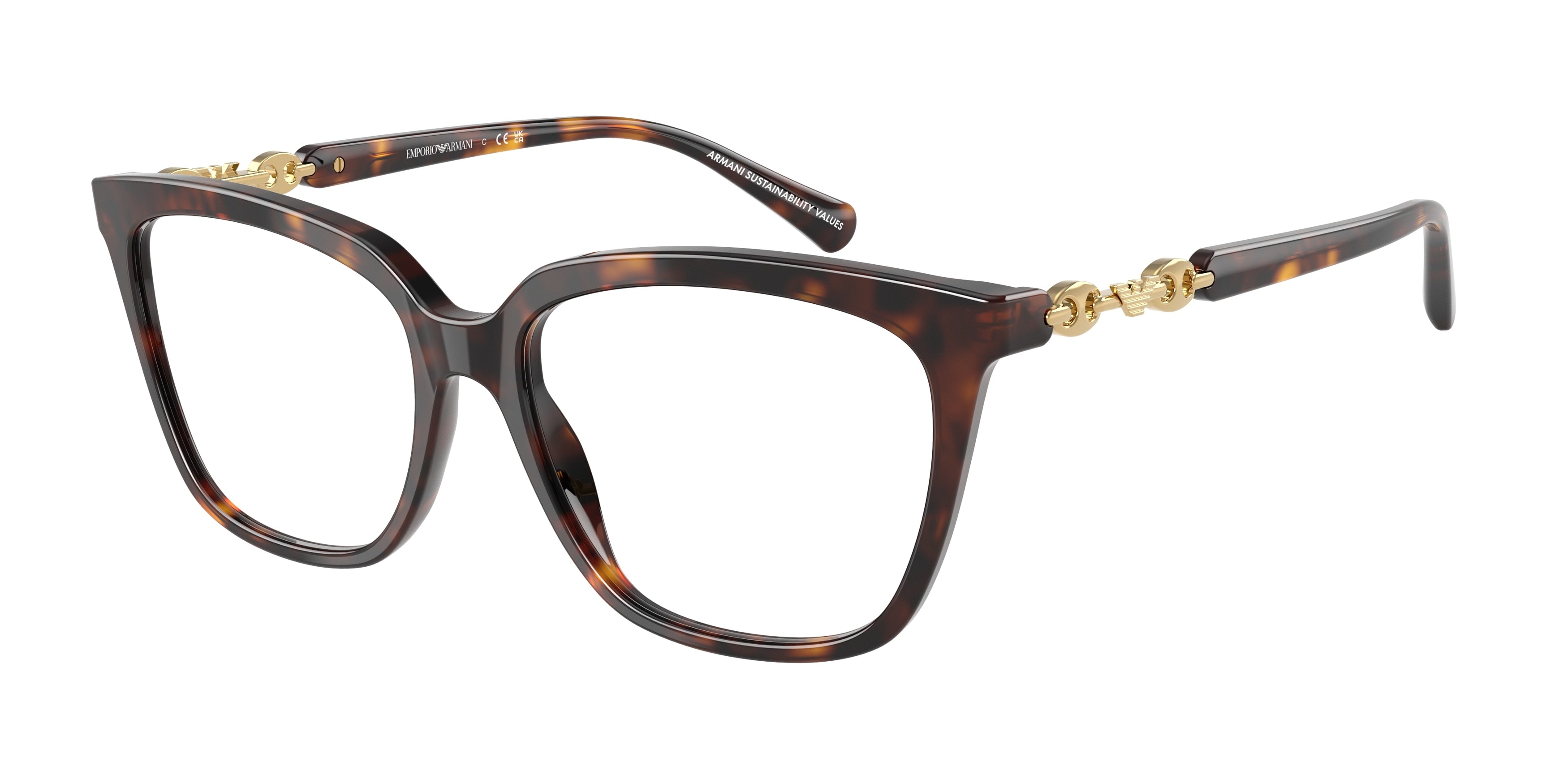 Emporio Armani EA3248 Cat Eye Eyeglasses 5026-Shiny Havana 55-140-16 - Color Map Tortoise