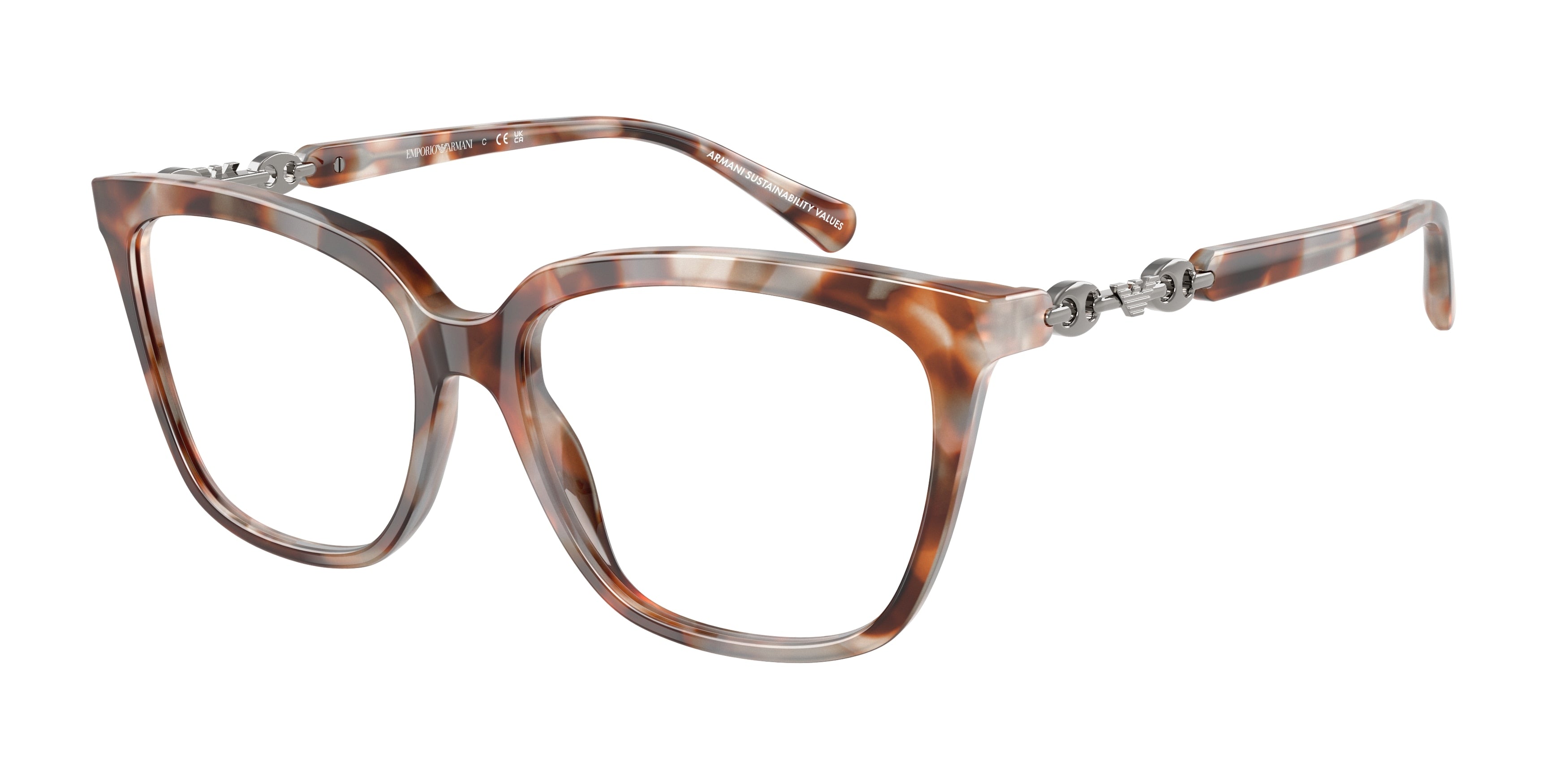 Emporio Armani EA3248 Cat Eye Eyeglasses 6195-Shiny Havana Grey 55-140-16 - Color Map Tortoise