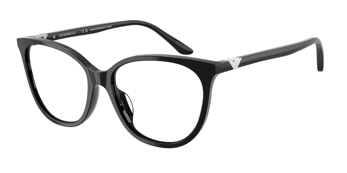 Emporio Armani EA3249U Cat Eye Eyeglasses 5017-Shiny Black 55-140-16 - Color Map Black