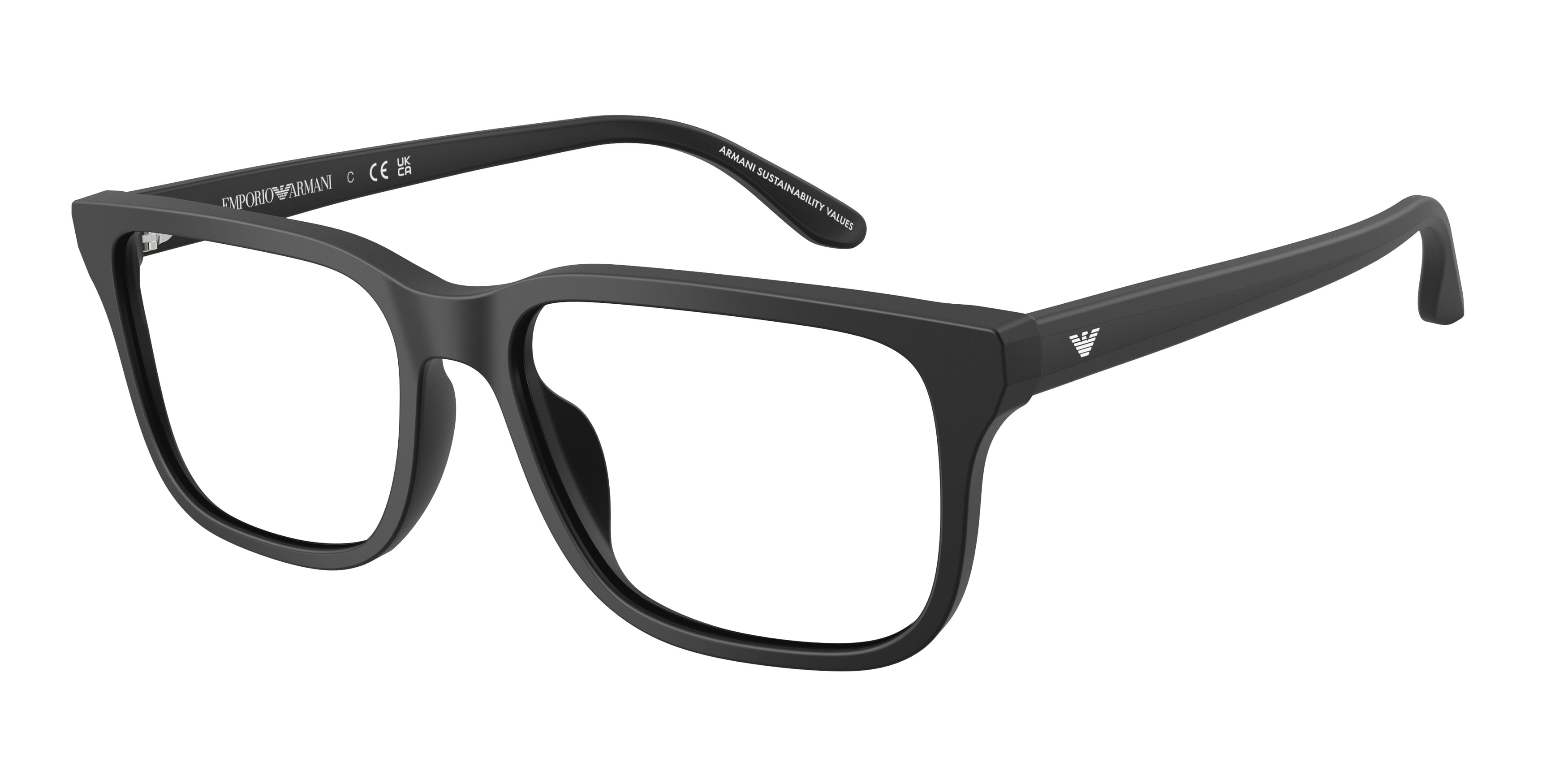 Emporio Armani EA3250U Rectangle Eyeglasses 5017-Matte Black 56-145-17 - Color Map Black