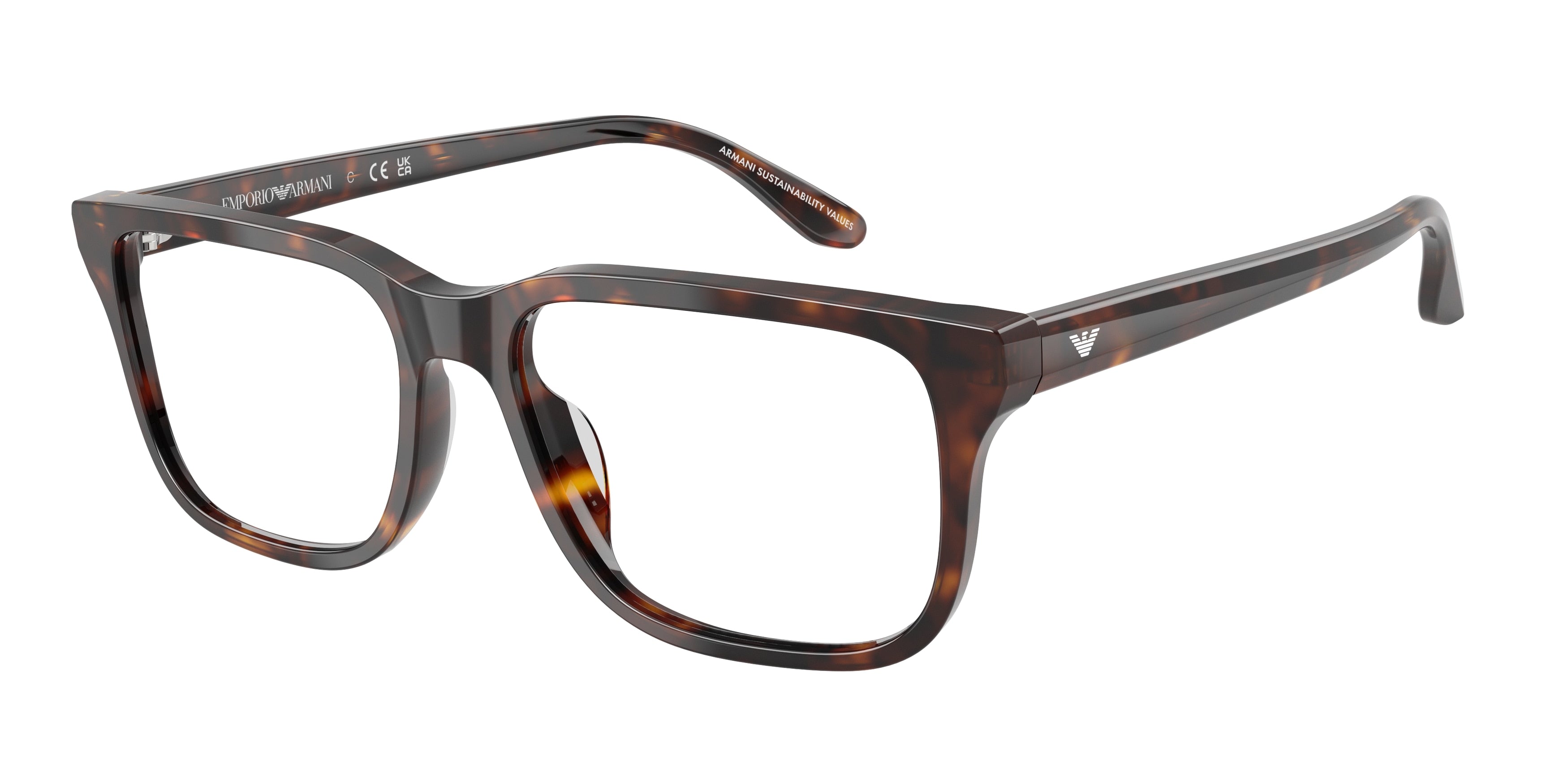Emporio Armani EA3250U Rectangle Eyeglasses 5026-Shiny Havana 54-145-17 - Color Map Tortoise