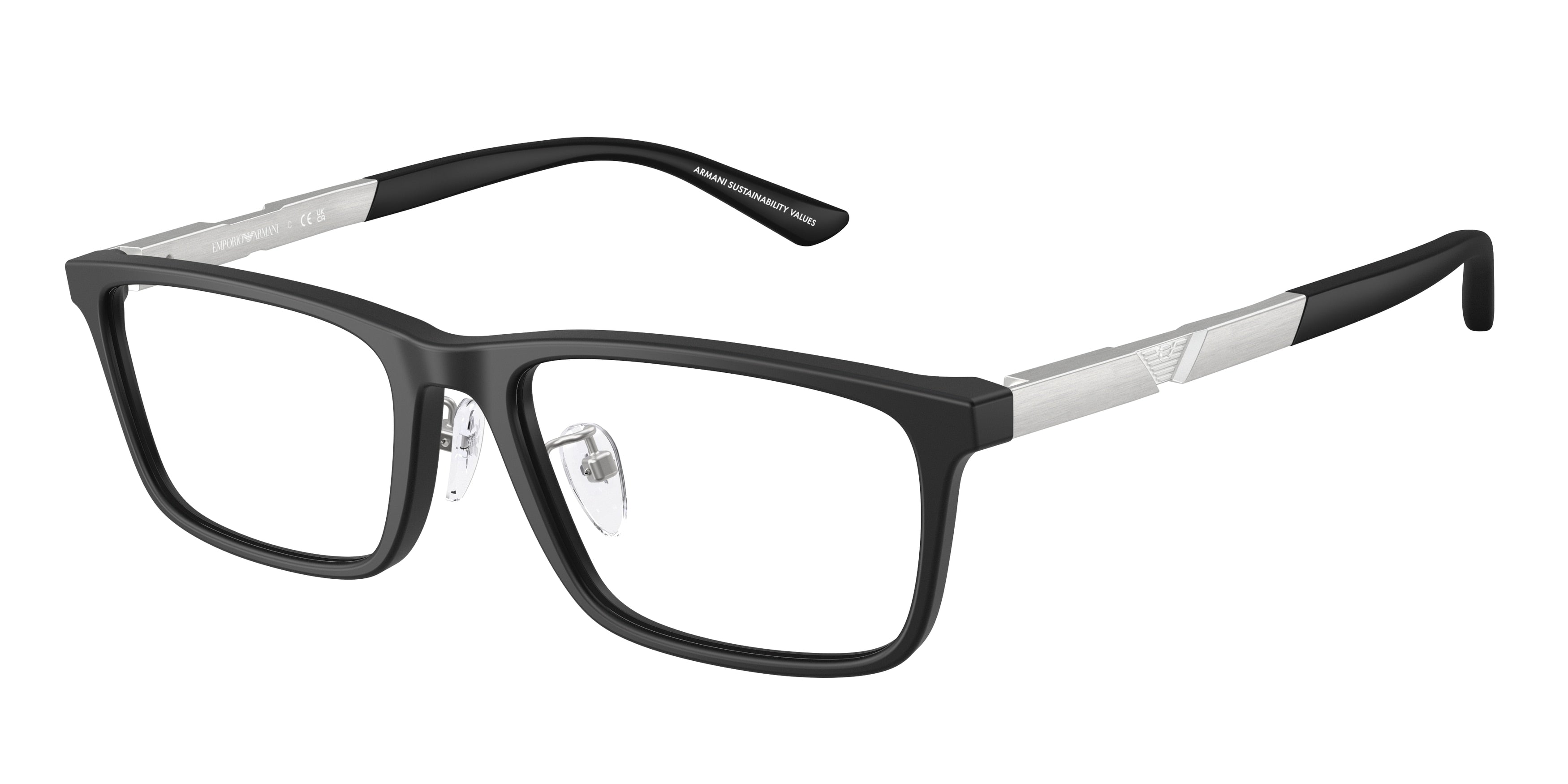 Emporio Armani EA3251D Rectangle Eyeglasses 5001-Matte Black 55-145-18 - Color Map Black