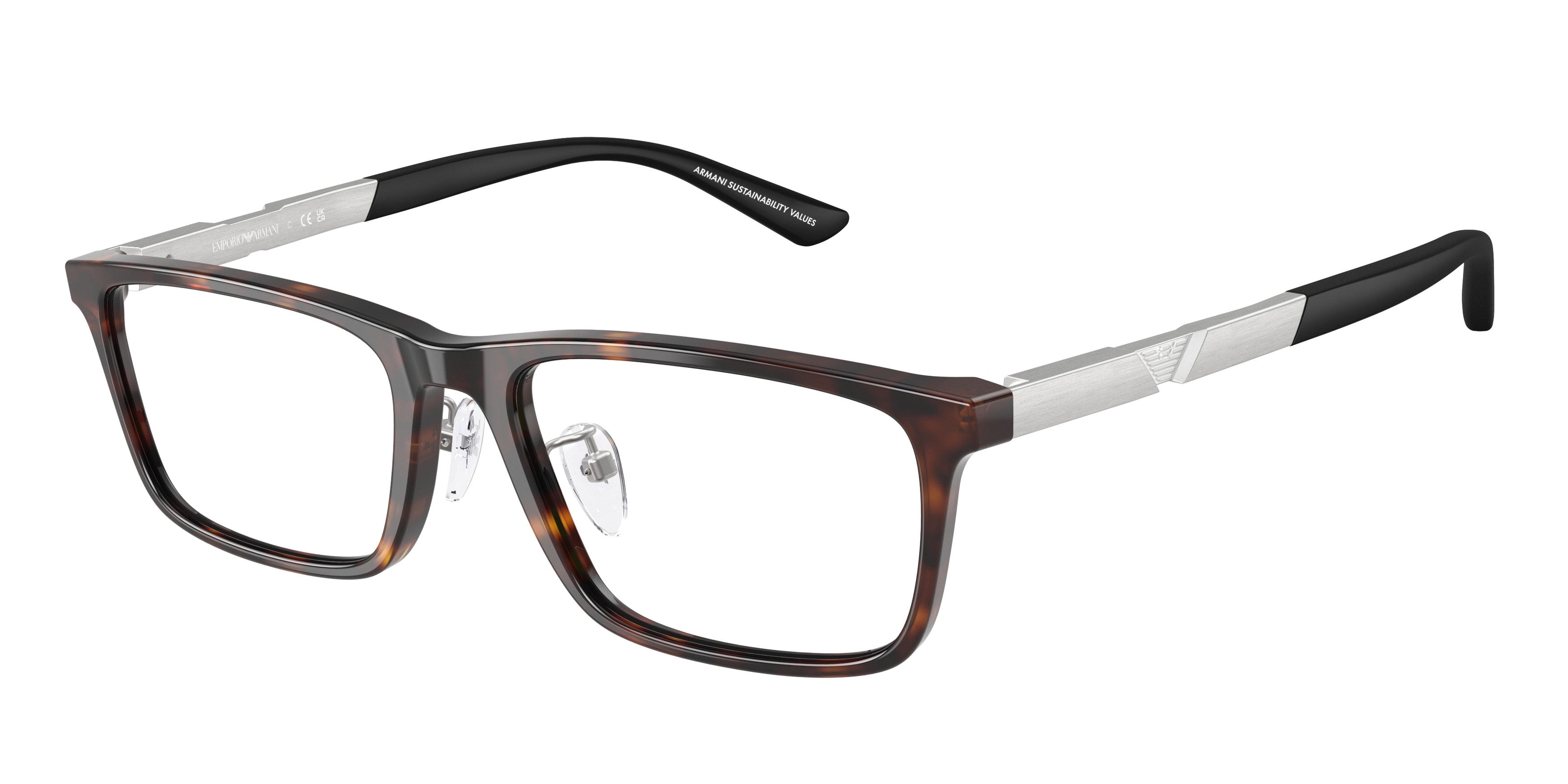 Emporio Armani EA3251D Rectangle Eyeglasses 5026-Shiny Havana 55-145-18 - Color Map Tortoise