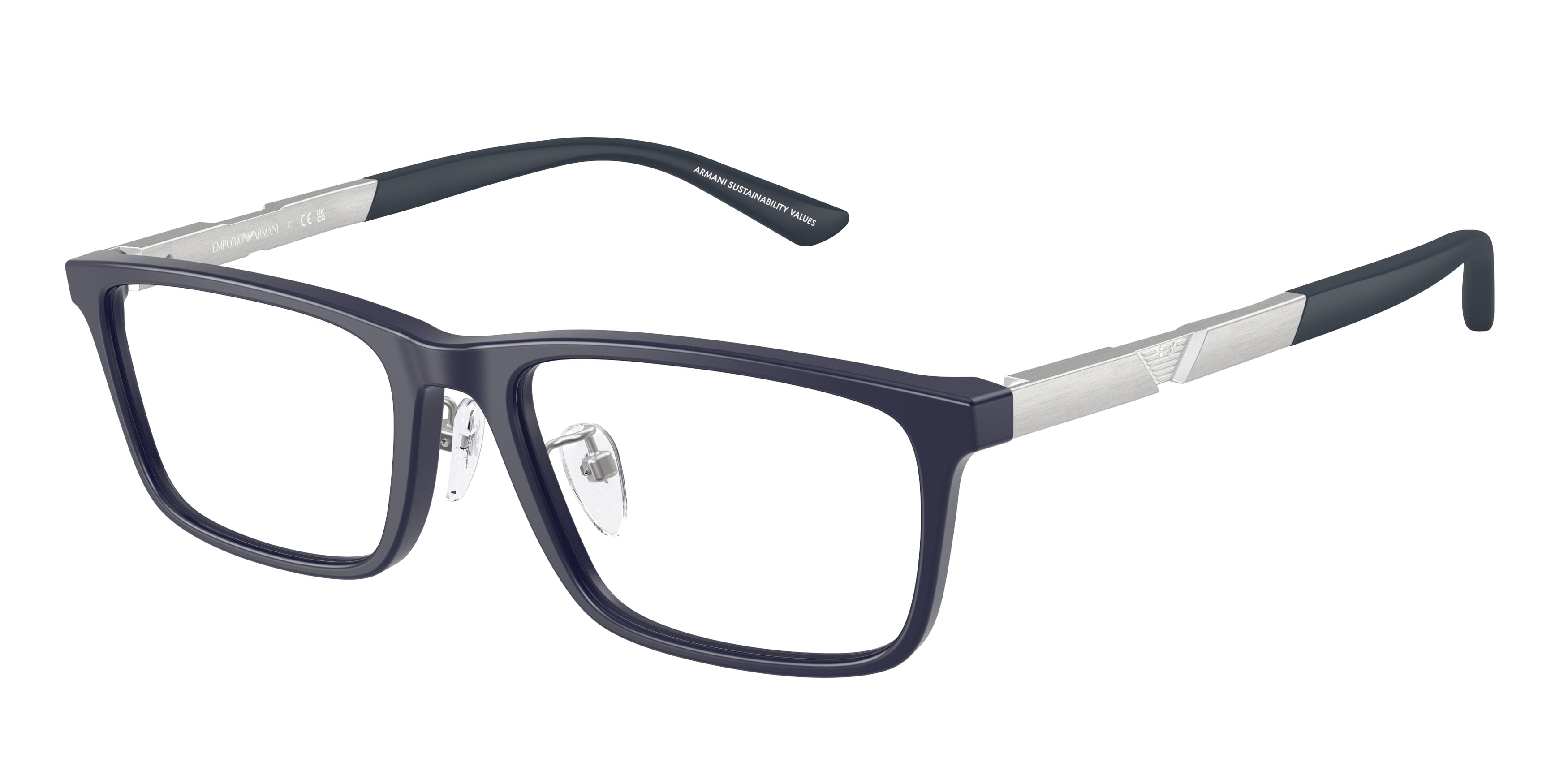 Emporio Armani EA3251D Rectangle Eyeglasses 6189-Matte Dark Blue 55-145-18 - Color Map Blue