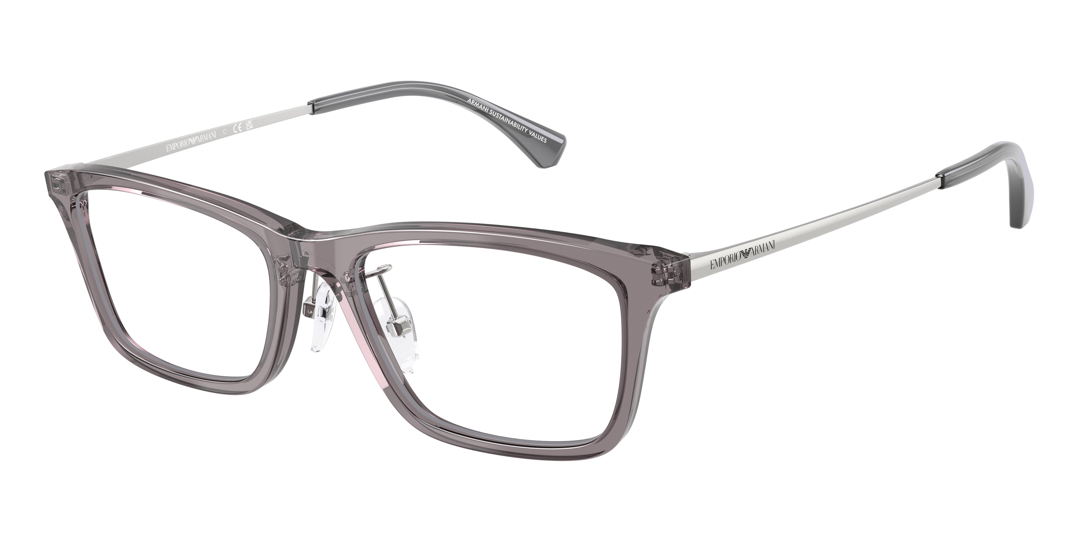 Emporio Armani EA3252D Rectangle Eyeglasses 6206-Transparent Grey 54-145-18 - Color Map Grey