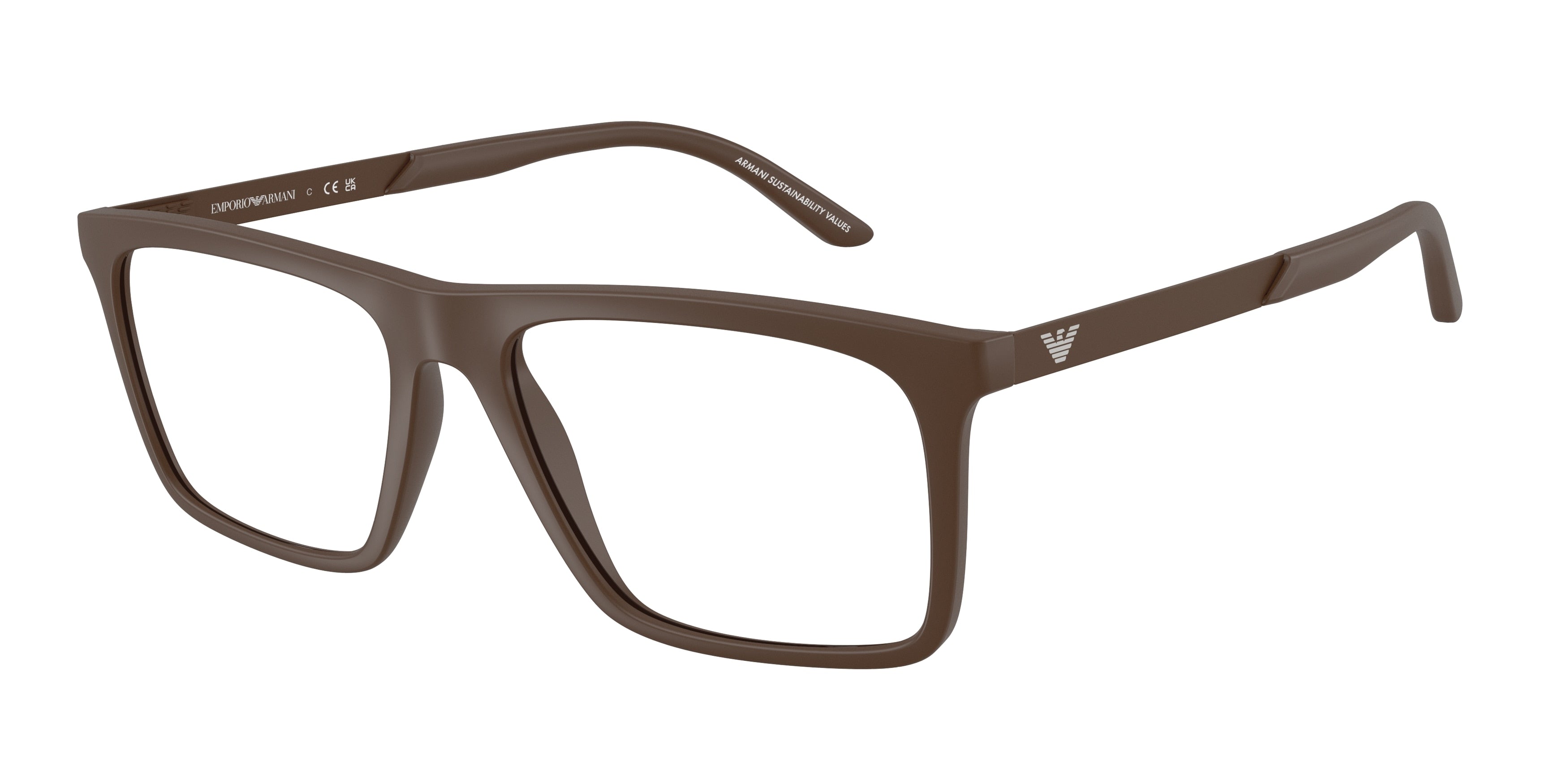 Emporio Armani EA3253F Square Eyeglasses 6243-Matte Brown 55-145-17 - Color Map Brown