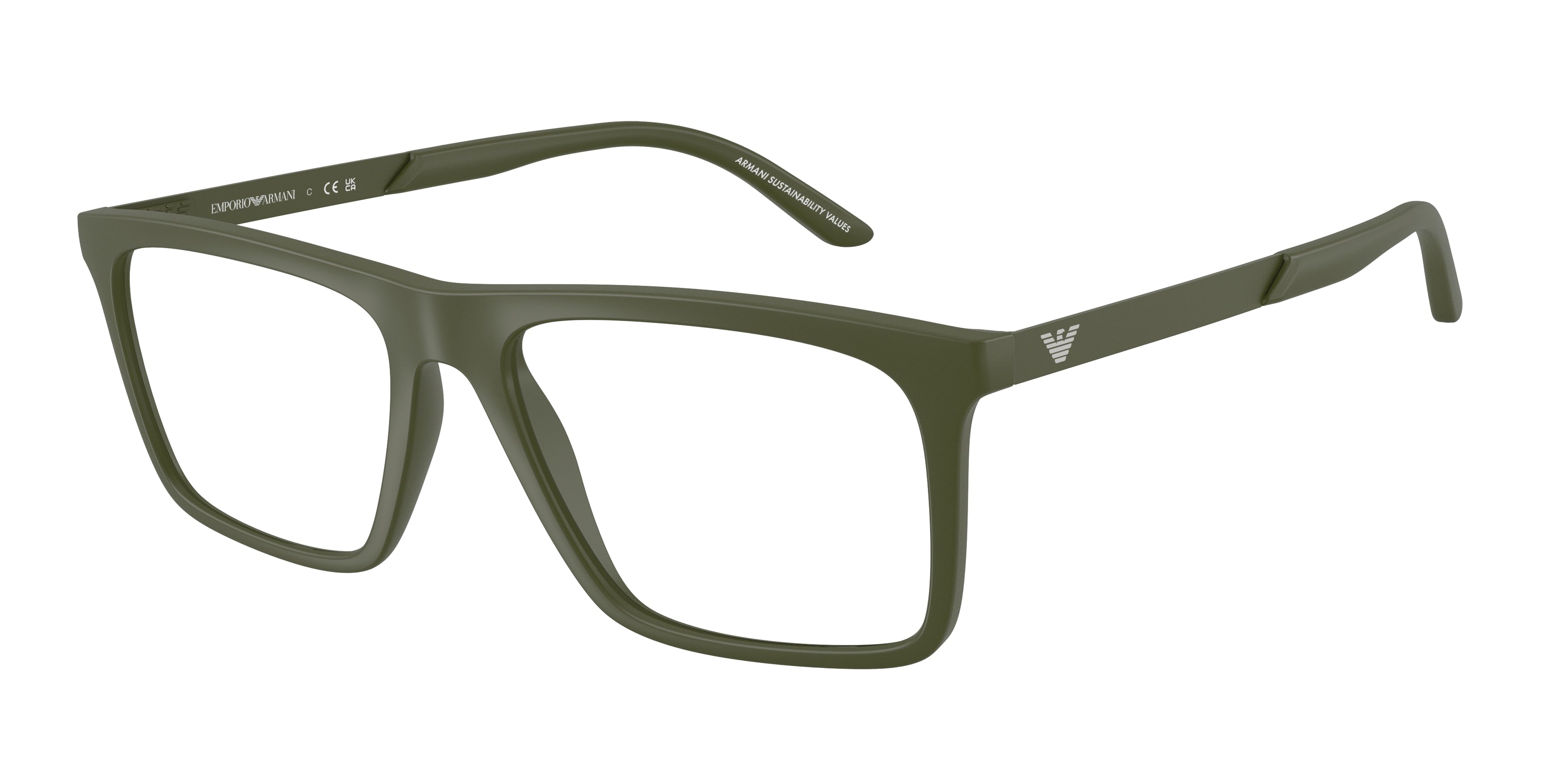 Emporio Armani EA3253 Square Eyeglasses 6184-Matte Green 55-145-17 - Color Map Green