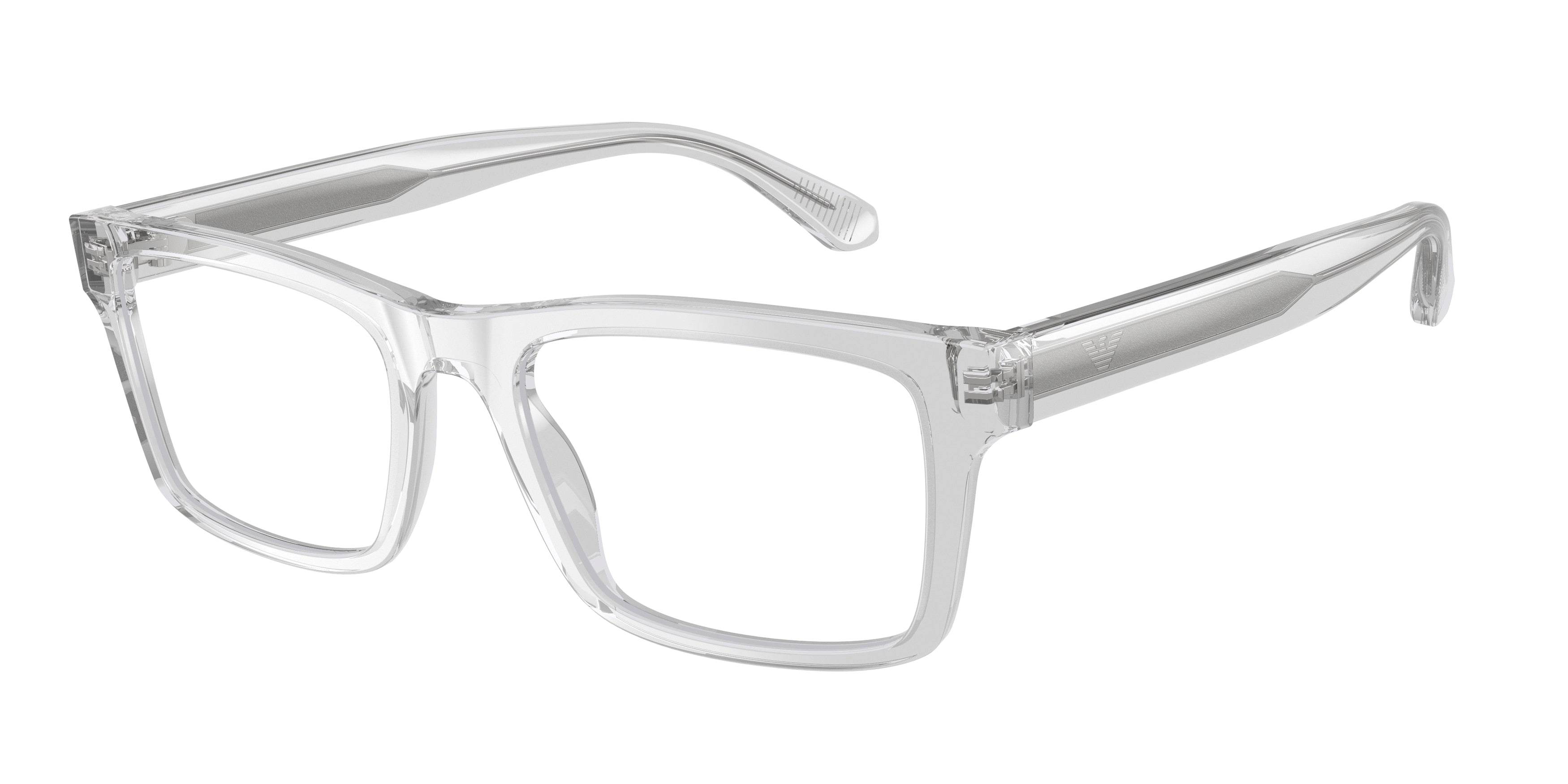 Emporio Armani EA3254F Rectangle Eyeglasses 6250-Shiny Transparent Crystal 56-145-19 - Color Map Transparent