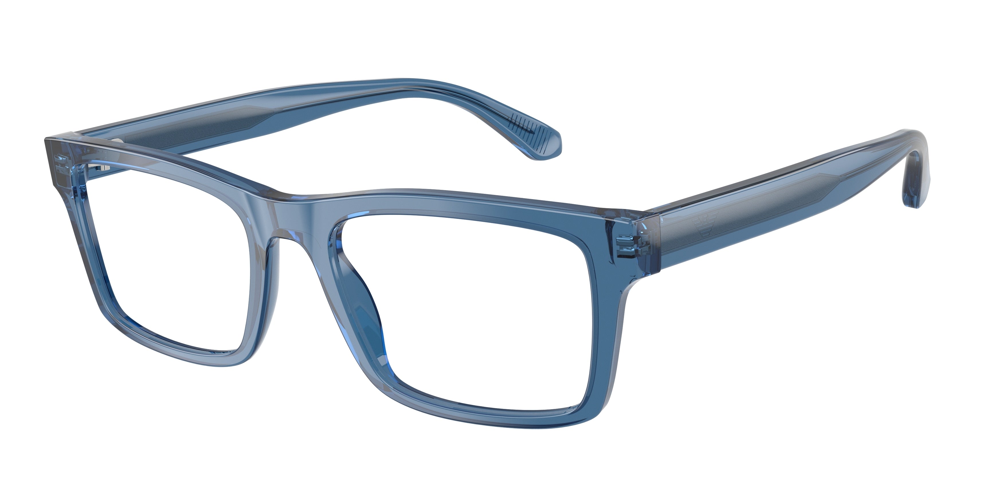 Emporio Armani EA3254 Rectangle Eyeglasses 6247-Shiny Transparent Blue 56-145-19 - Color Map Blue