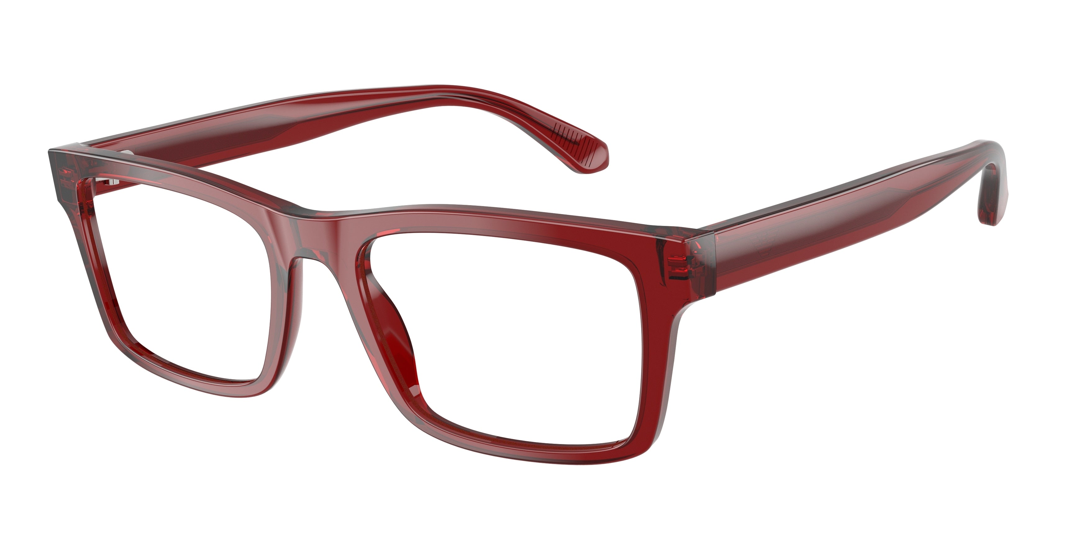 Emporio Armani EA3254 Rectangle Eyeglasses  6248-Shiny Transparent Red 56-145-19 - Color Map Red